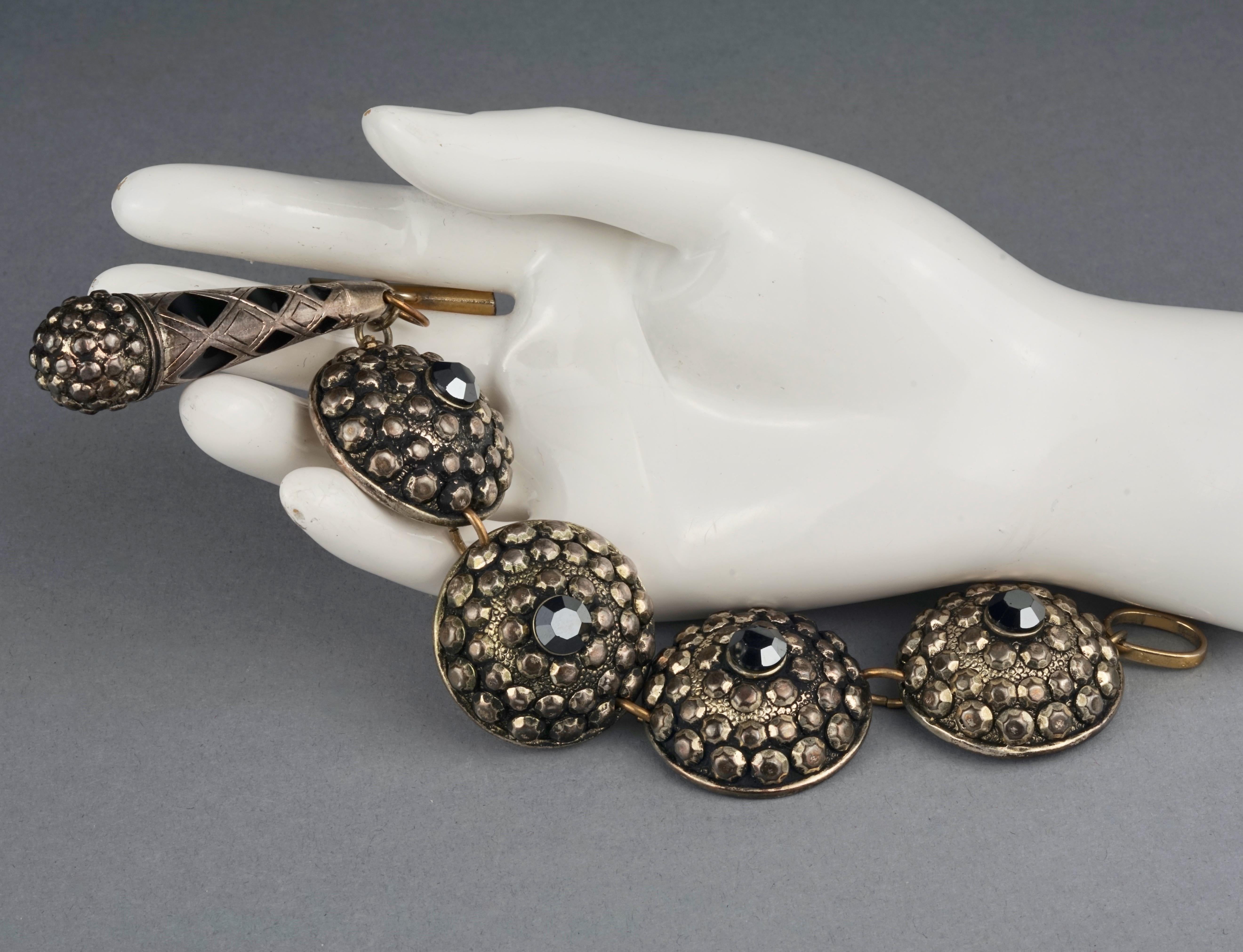 Vintage JEAN PAUL GAULTIER Massive Ethnic Disc Dangling Charm Bracelet For Sale 5