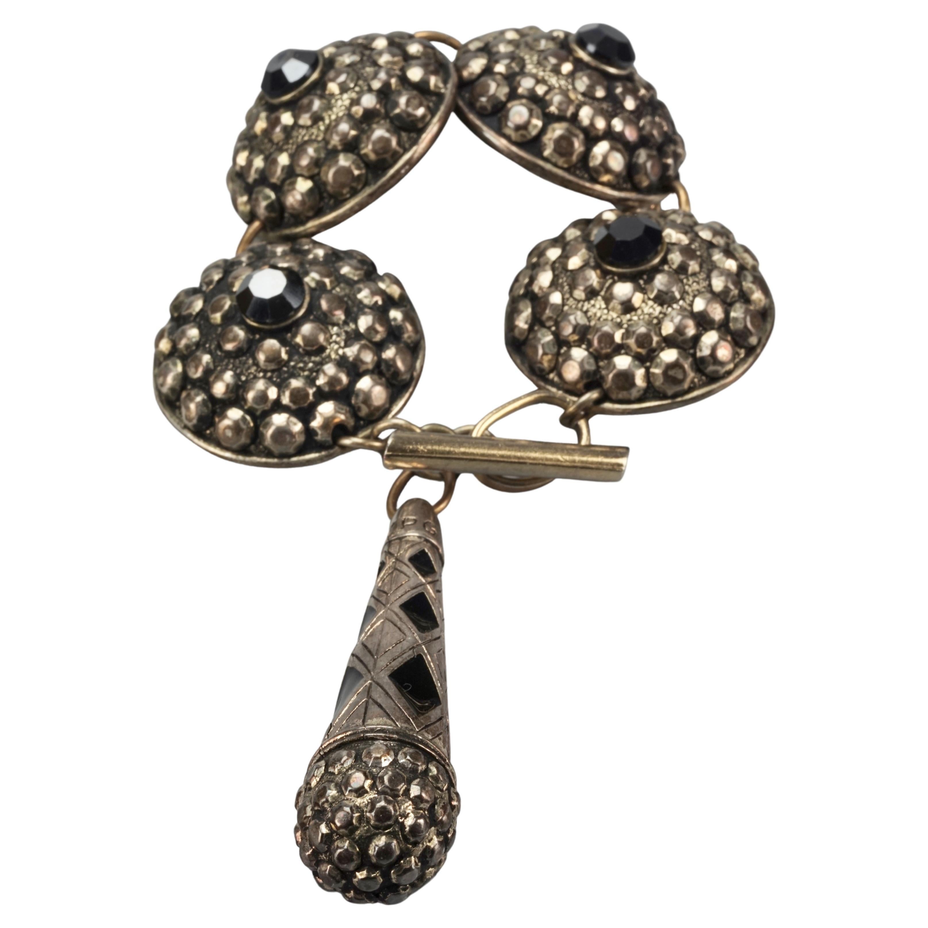Vintage JEAN PAUL GAULTIER Massive Ethnic Disc Dangling Charm Bracelet For Sale
