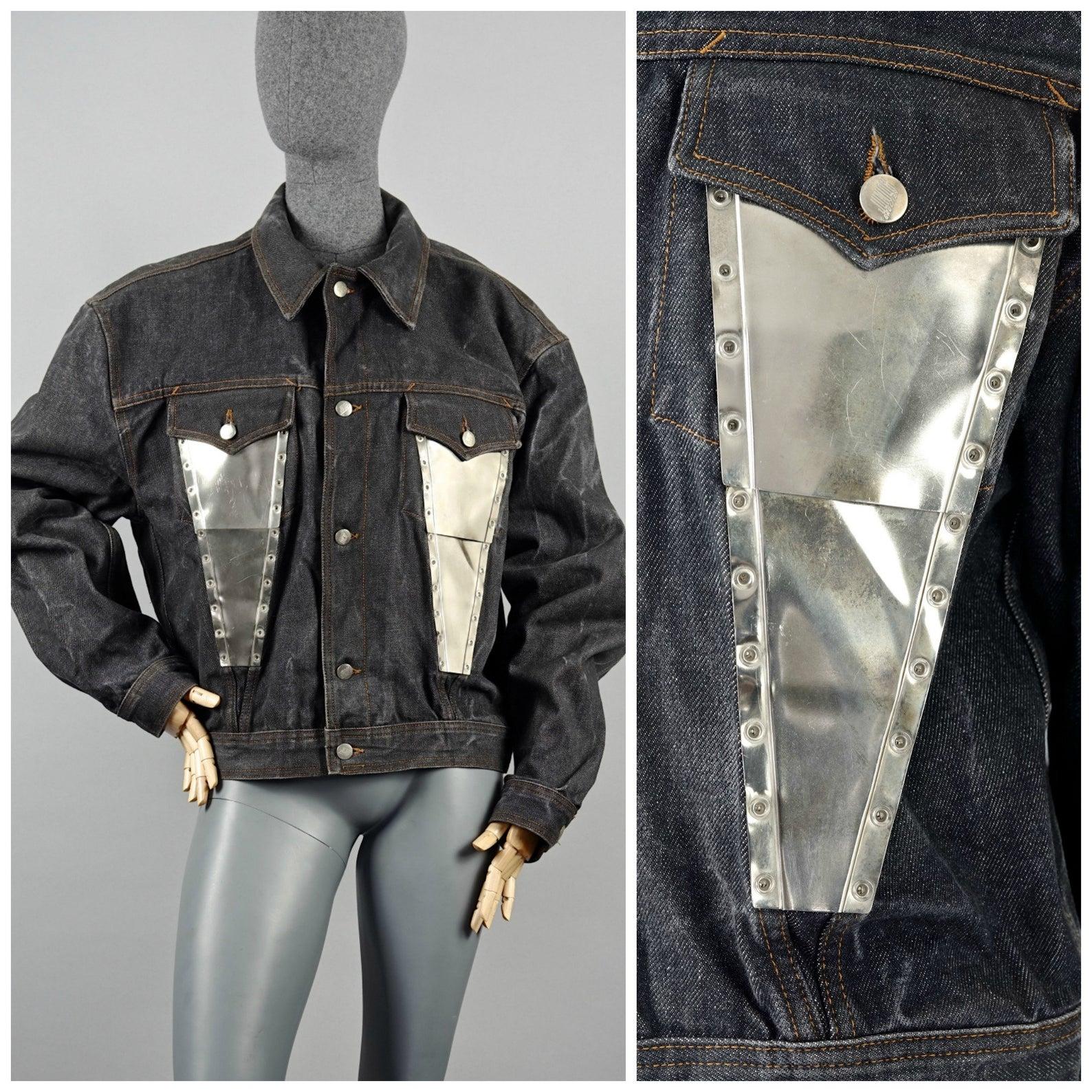 Vintage JEAN PAUL GAULTIER Metal Plate Pocket Denim Jacket 3