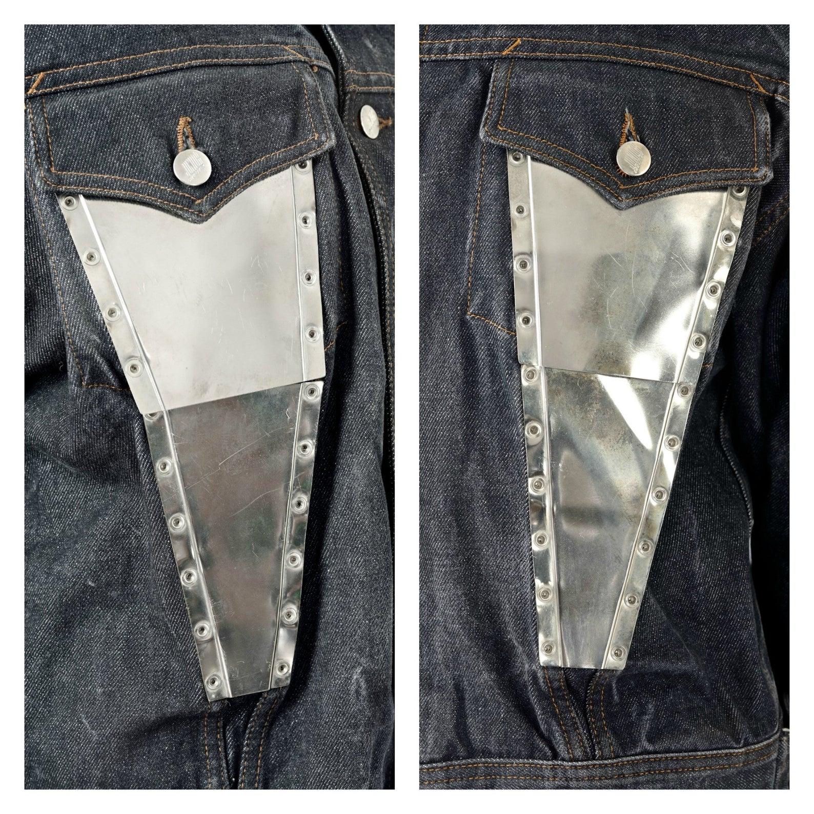 Vintage JEAN PAUL GAULTIER Metal Plate Pocket Denim Jacket In Good Condition In Kingersheim, Alsace