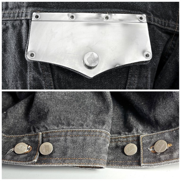 Vintage JEAN PAUL GAULTIER Metal Pocket Denim Jacket For Sale 3