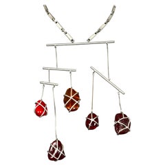 Vintage JEAN PAUL GAULTIER Modernist Mobile Art Dangling Stones Necklace