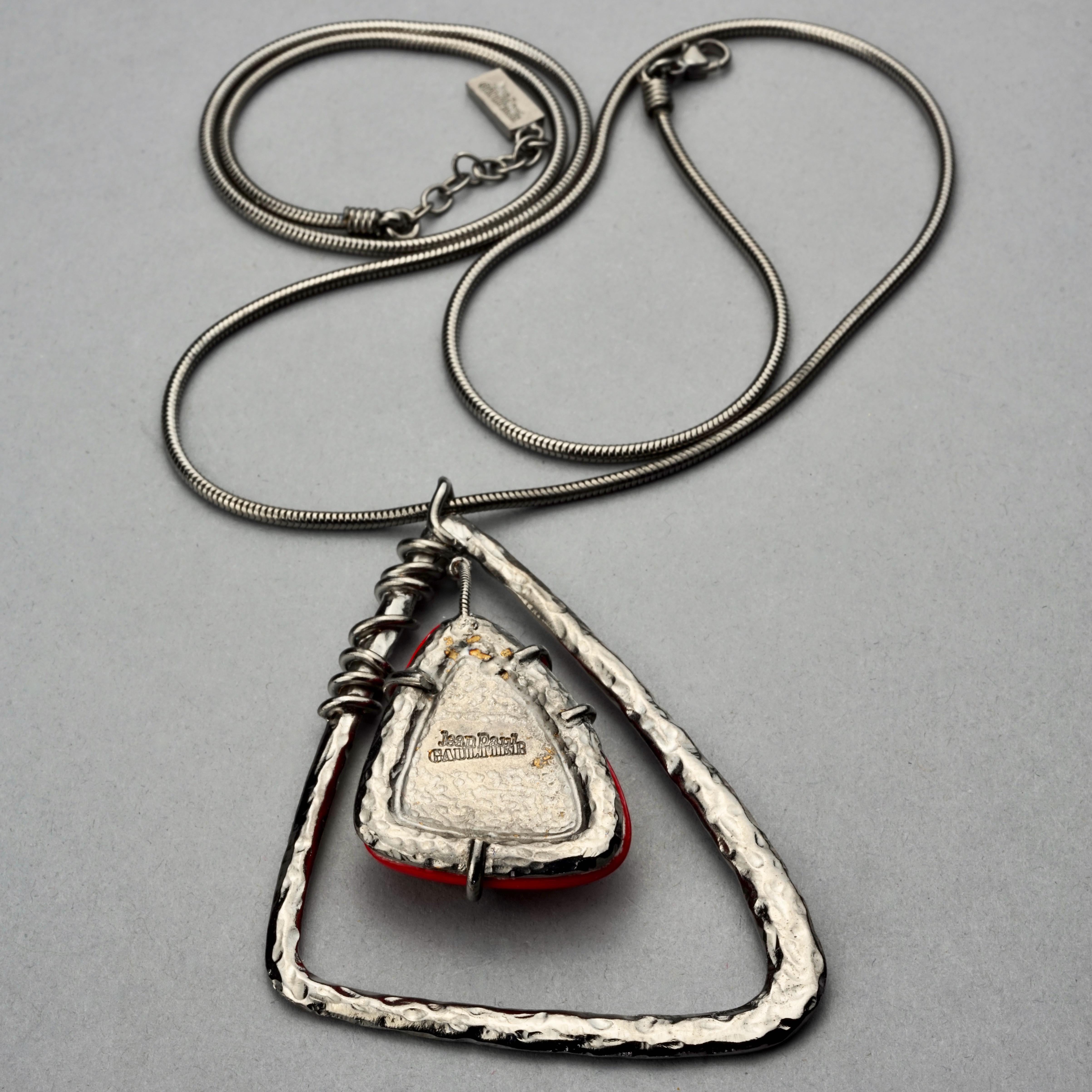 Vintage JEAN PAUL GAULTIER Modernist Triangle Glass Stone Necklace For Sale 5