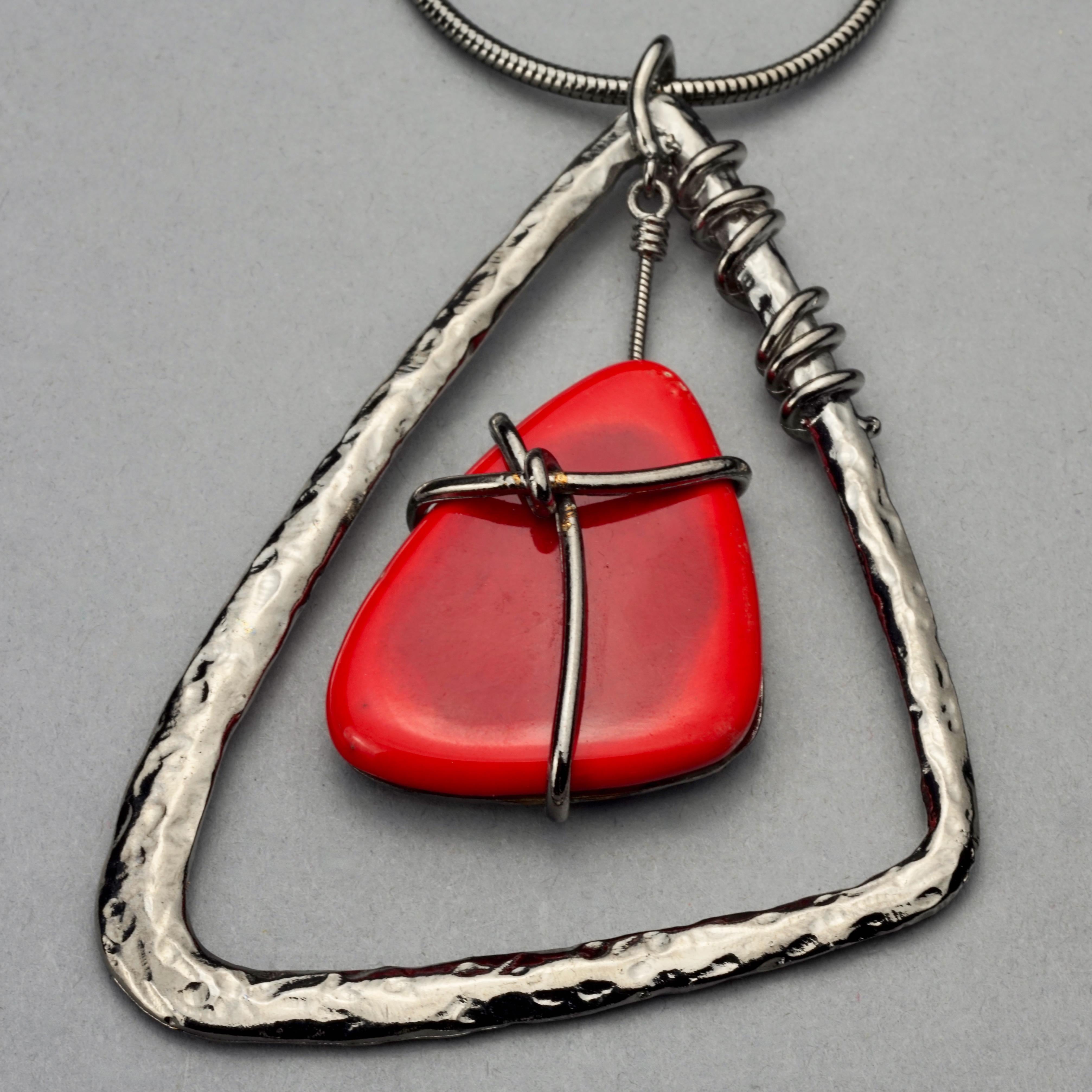 Women's Vintage JEAN PAUL GAULTIER Modernist Triangle Glass Stone Necklace For Sale