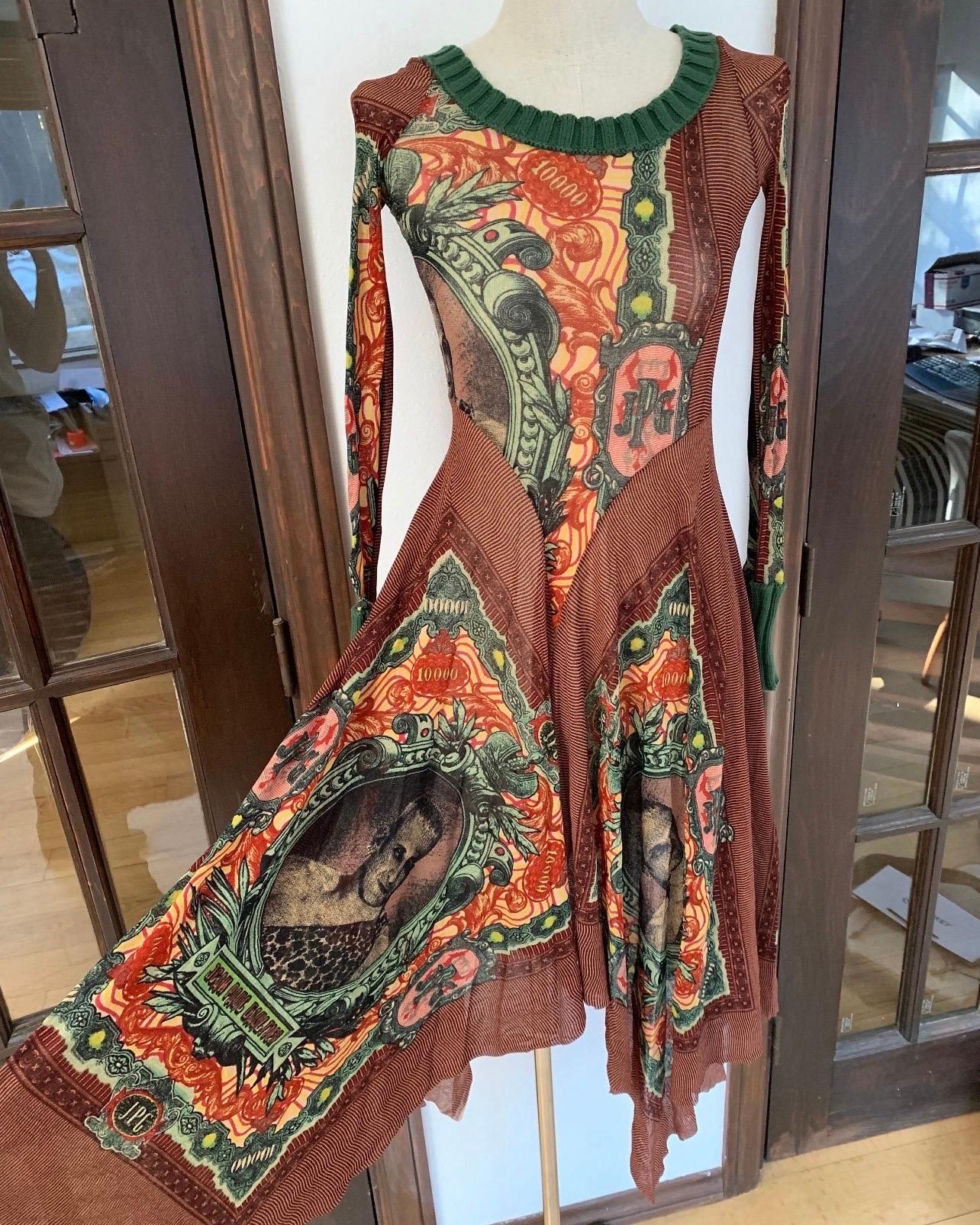Vintage 1996 Jean Paul Gaultier Geld- Tattoo-Kleid im Zustand „Hervorragend“ in Malibu, CA