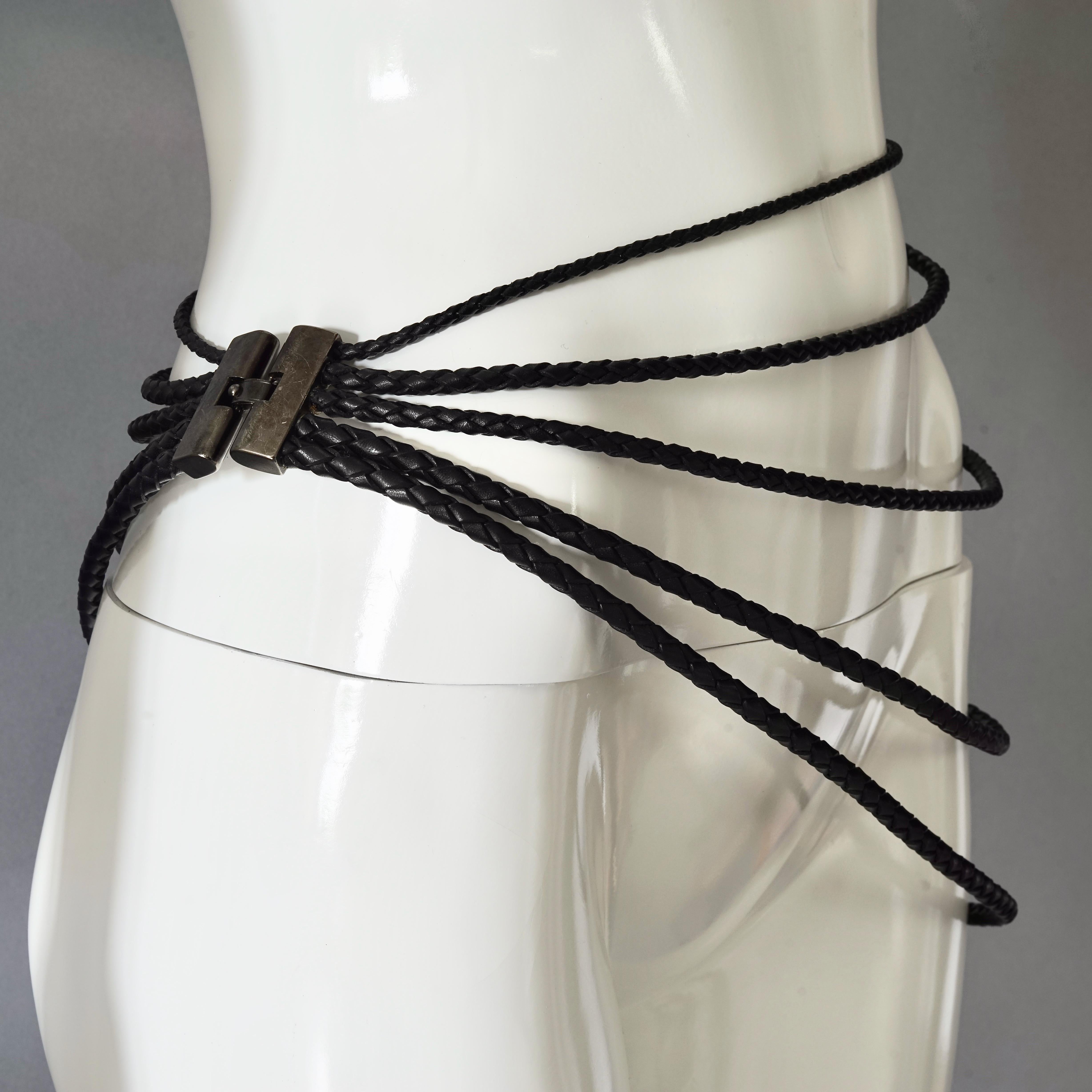 Vintage JEAN PAUL GAULTIER Multi Layer Braided Leather Necklace Belt

Measurements:
Height: 7.08 inches (18 cm)
Wearable Length: 26.37 inches to 40.15 inches (67 cm)

Features:
- 100% Authentic JEAN PAUL GAULTIER.
- 5 Layers of braided black leather