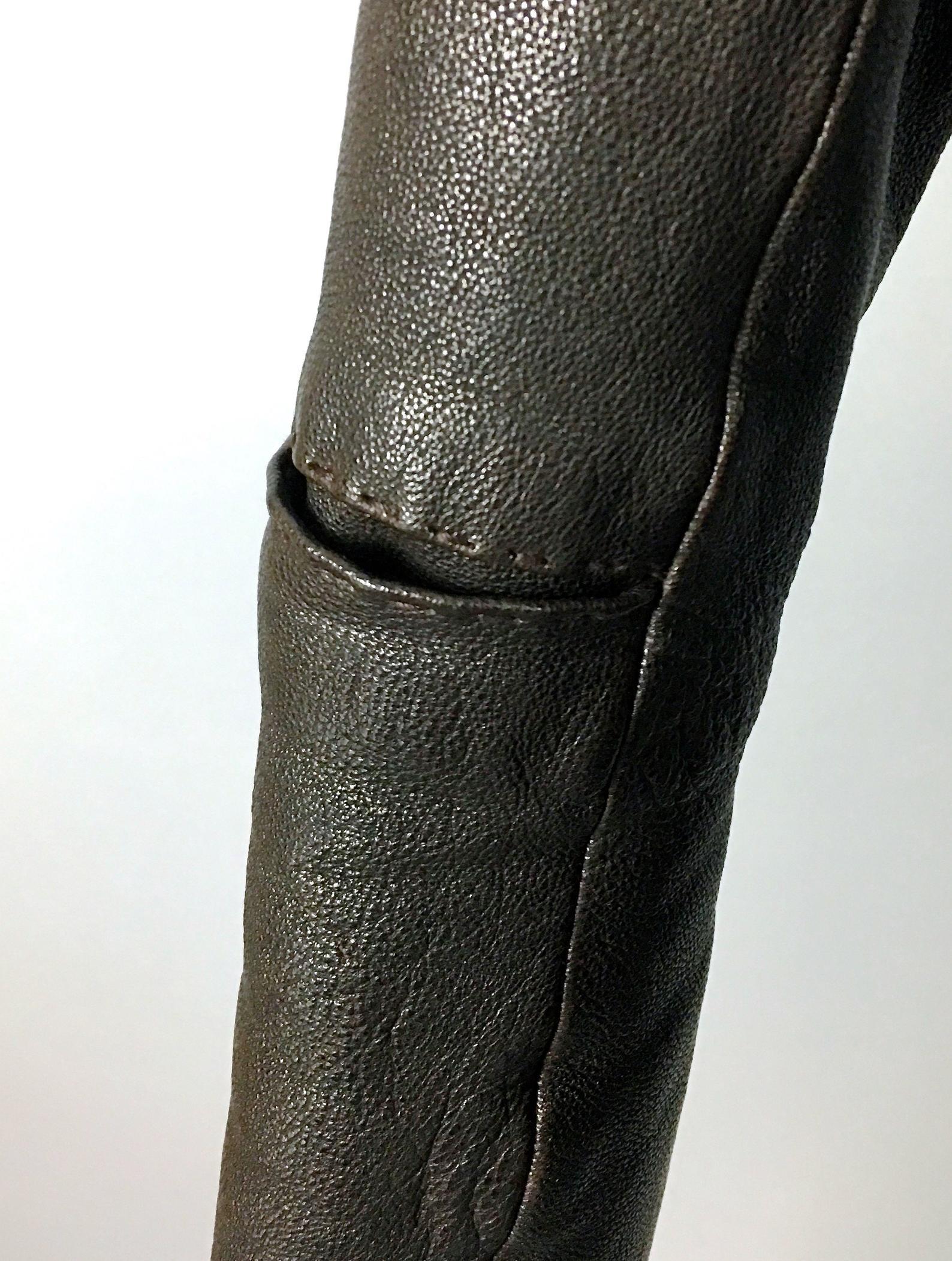 Vintage JEAN PAUL GAULTIER Multiple Pocket Pleated Dark Brown Leather Jacket 3