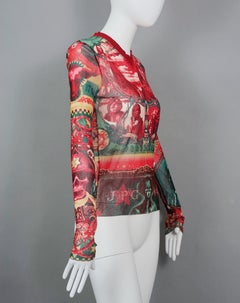 Vintage JEAN PAUL GAULTIER Native American Print Mesh Top