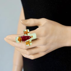 Vintage JEAN PAUL GAULTIER Notre Dame de Lourdes Resin Cross Ring