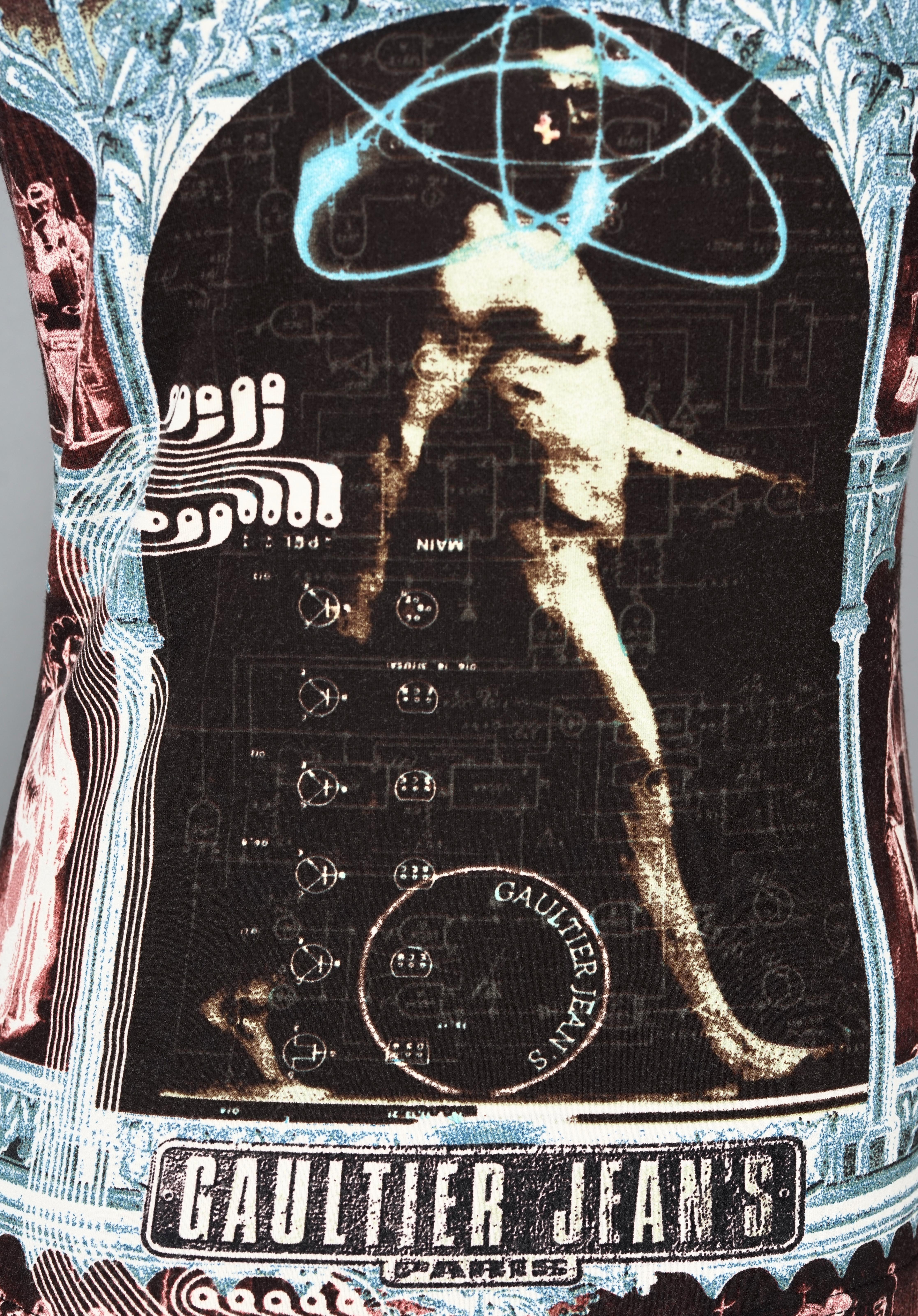 Vintage JEAN PAUL GAULTIER Novedad Top estampado collage en venta 2