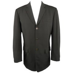 Vintage JEAN PAUL GAULTIER OBJET 38 Black Wool Twill Notch Lapel Sport Coat