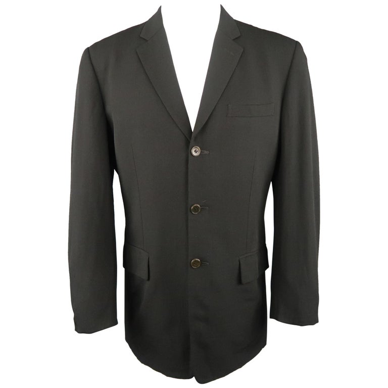 Vintage JEAN PAUL GAULTIER OBJET 38 Black Wool Twill Notch Lapel Sport Coat  For Sale at 1stDibs