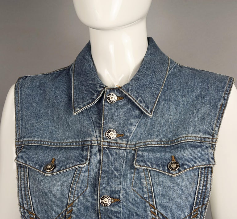 Vintage JEAN PAUL GAULTIER Open Sided Denim Vest For Sale at