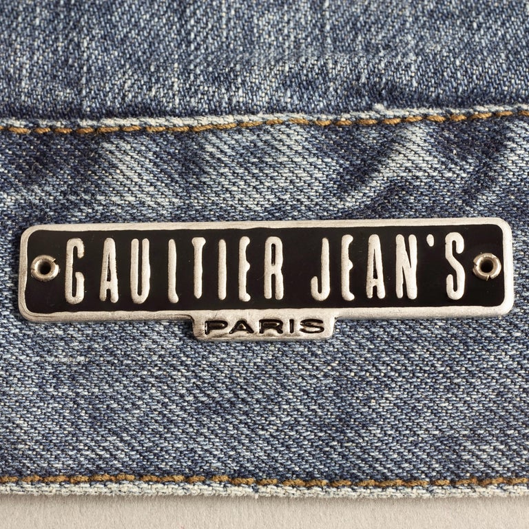 Vintage JEAN PAUL GAULTIER Open Sided Denim Vest For Sale at
