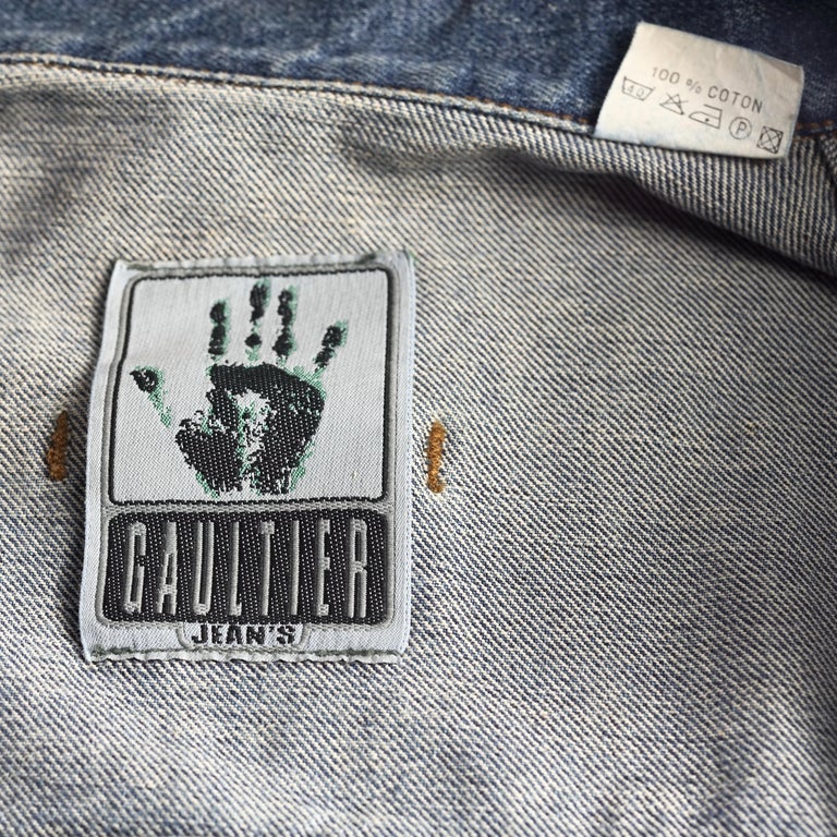 Vintage JEAN PAUL GAULTIER Open Sided Denim Vest For Sale at