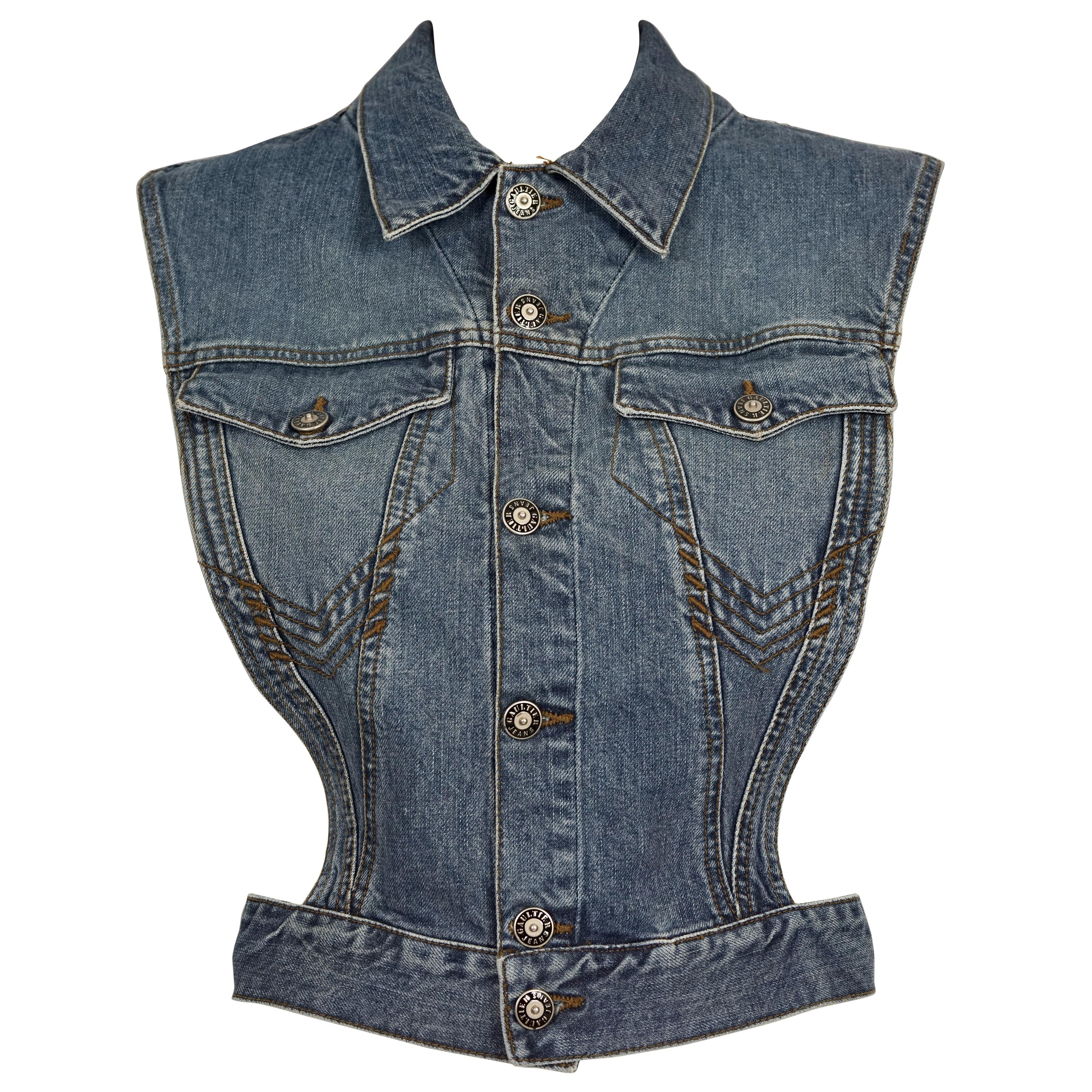 Vintage JEAN PAUL GAULTIER Open Sided Denim Vest