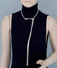 Vintage JEAN PAUL GAULTIER Openwork Logo Cascading Silver Chain Necklace