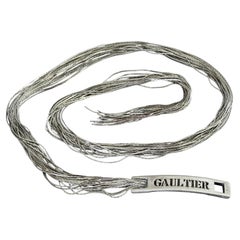 Vintage JEAN PAUL GAULTIER Openwork Logo Cascading Silver Chain Necklace