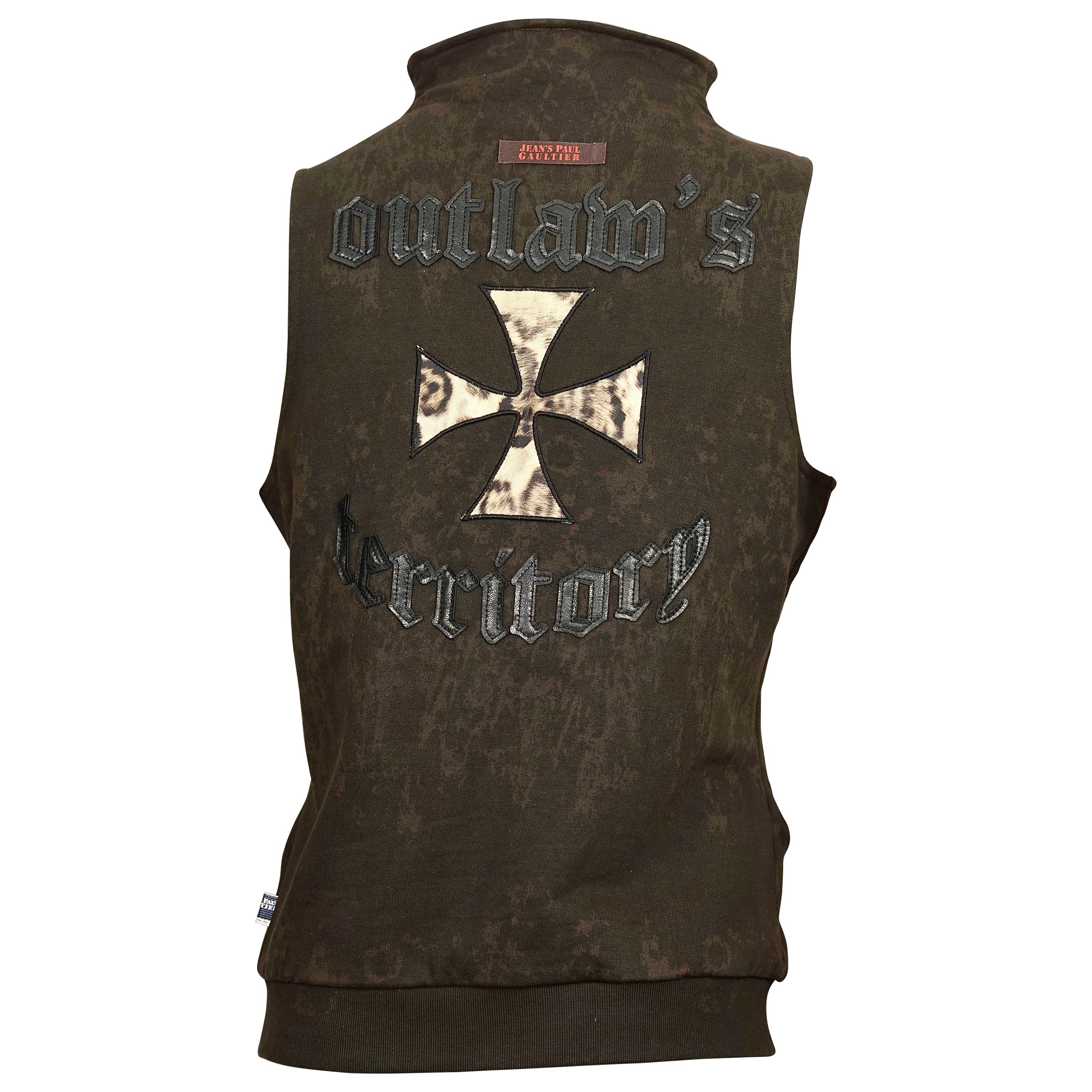 Vintage JEAN PAUL GAULTIER "Outlaws Territory" Cross Leopard Print Vest Jacket