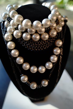 Vintage Jean Paul Gaultier Pearl Choker Necklace, France, 1990s