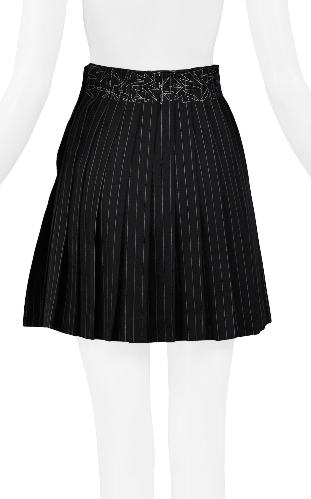 pinstripe pleated mini skirt