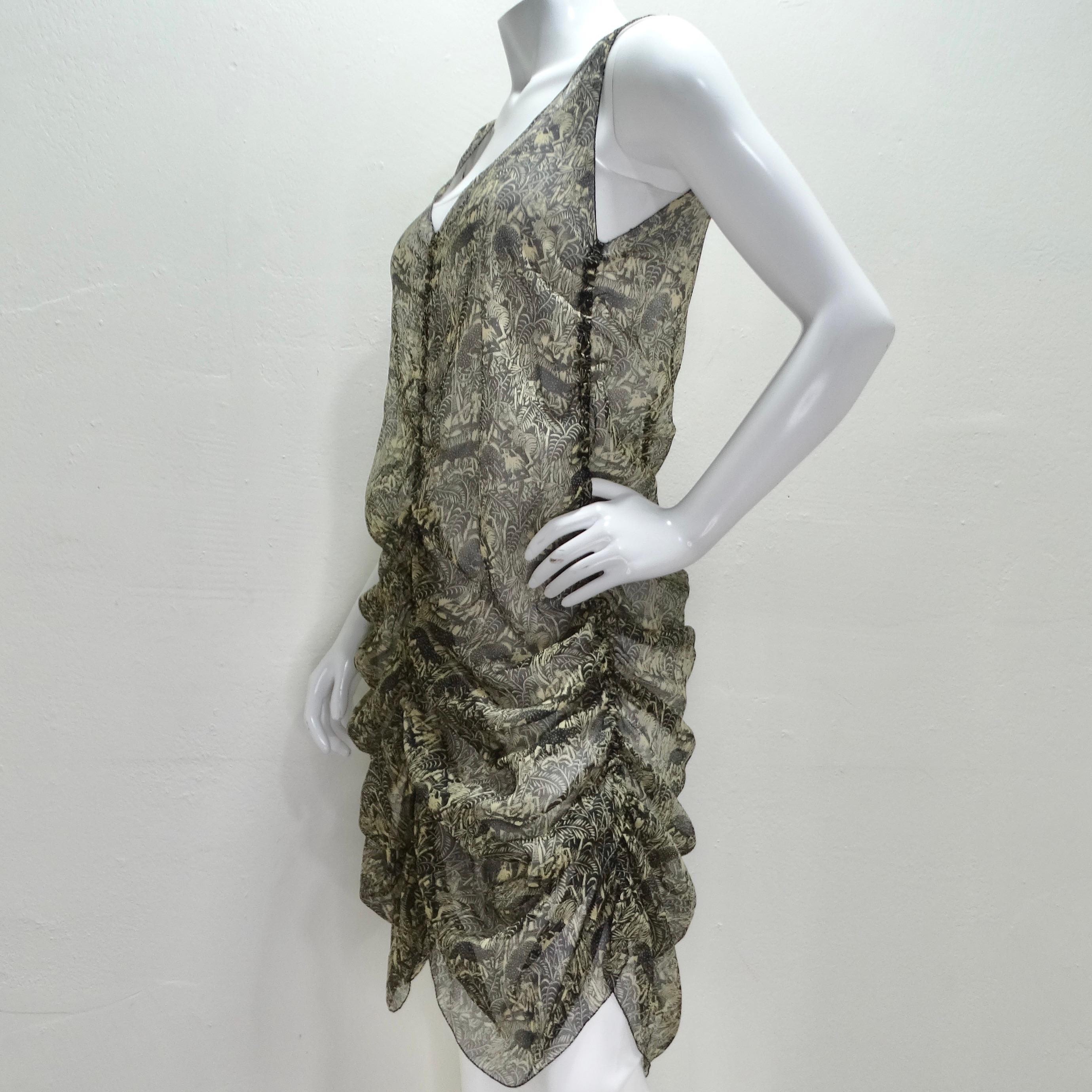 Women's or Men's Vintage Jean Paul Gaultier Printed Ruched Slip Dress For Sale