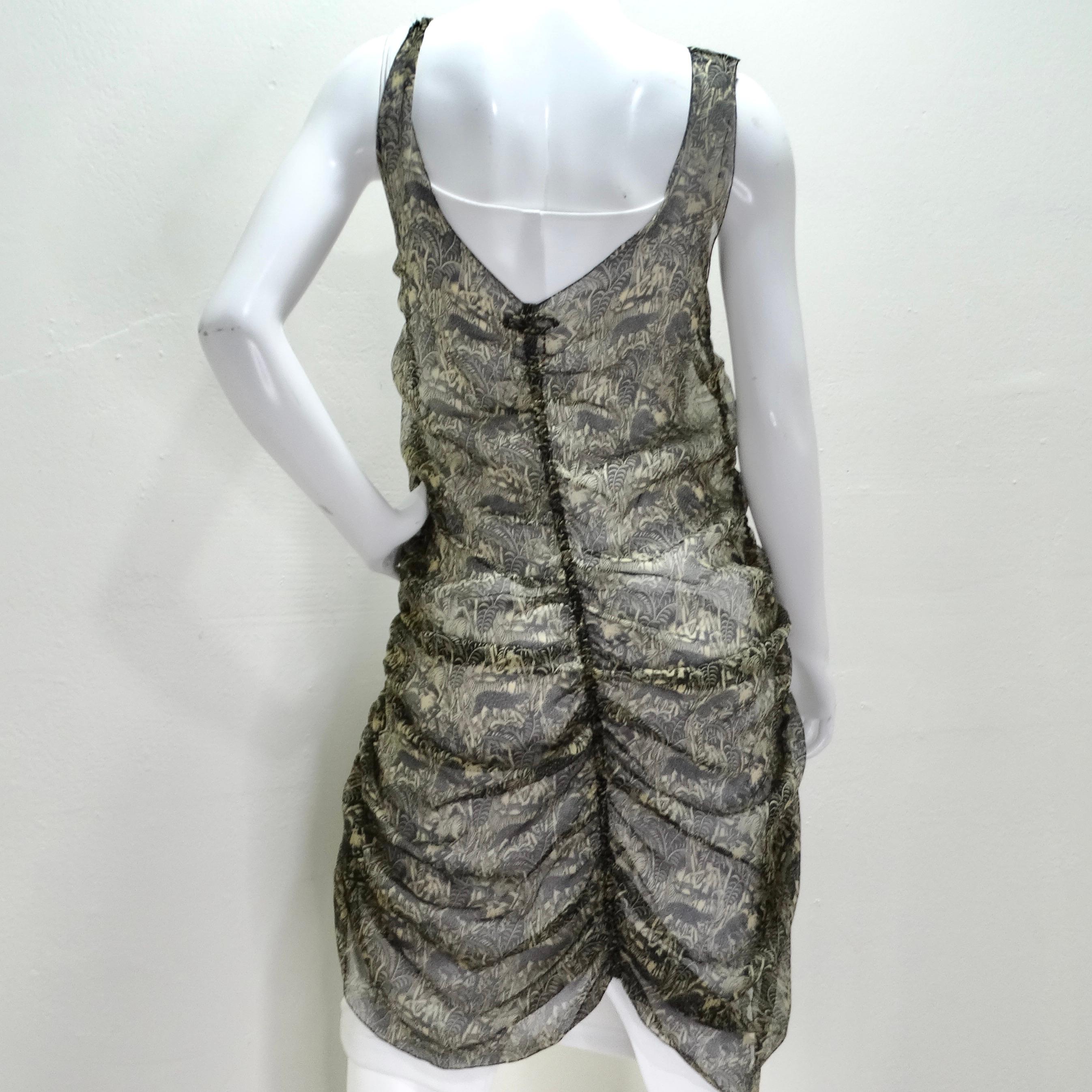 Vintage Jean Paul Gaultier Printed Ruched Slip Dress For Sale 2