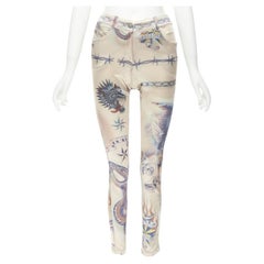 JEAN PAUL GAULTIER Punk-Hose aus Polyamide mit Tattoo-Druck FR34 US4 S