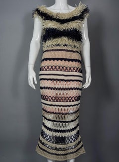 Vintage JEAN PAUL GAULTIER Raffia Knit Crochet Nautical Dress
