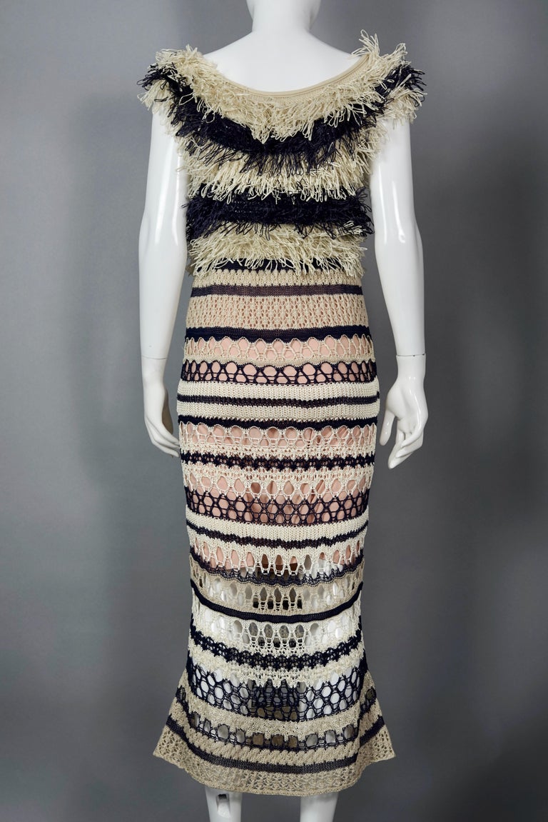Women's Vintage JEAN PAUL GAULTIER Raffia Knit Crochet Nautical Dress For Sale