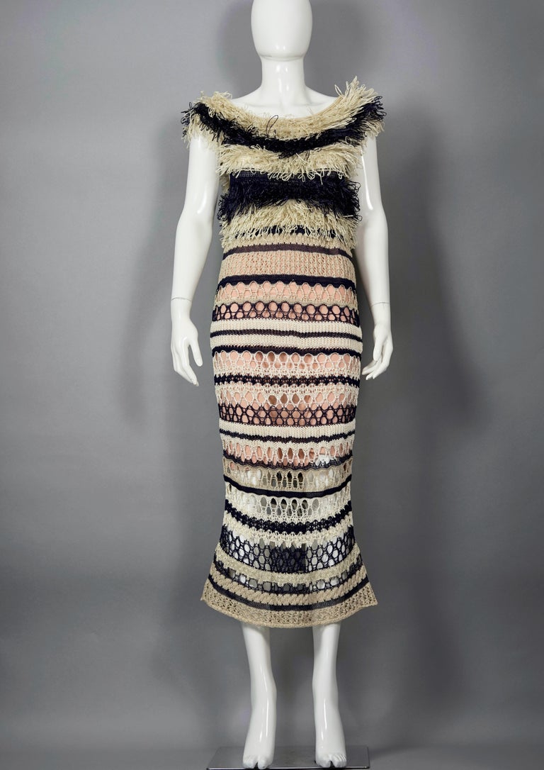 Vintage JEAN PAUL GAULTIER Raffia Knit Crochet Nautical Dress For Sale 1