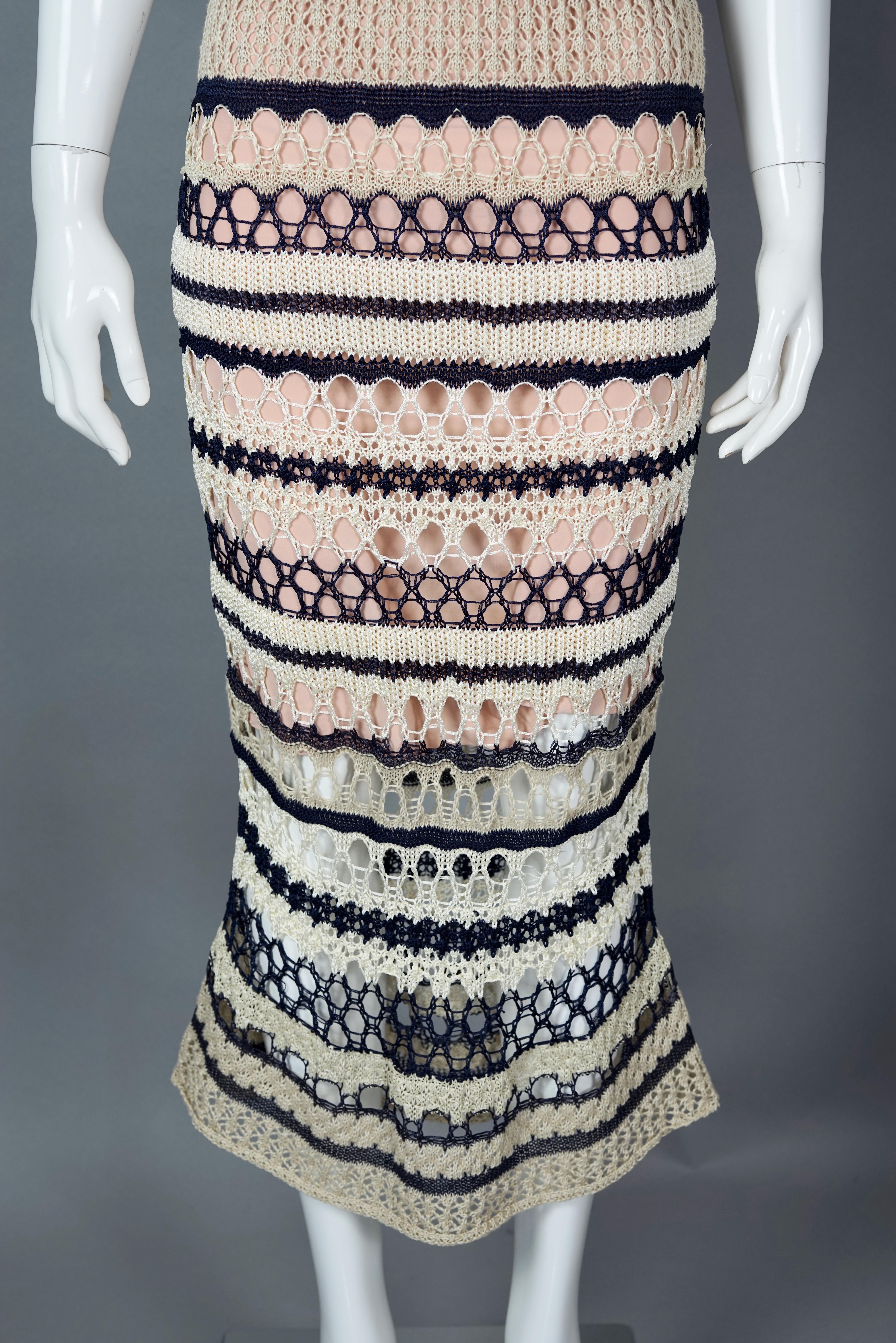 Vintage JEAN PAUL GAULTIER Raffia Knit Crochet Nautical Dress For Sale 2