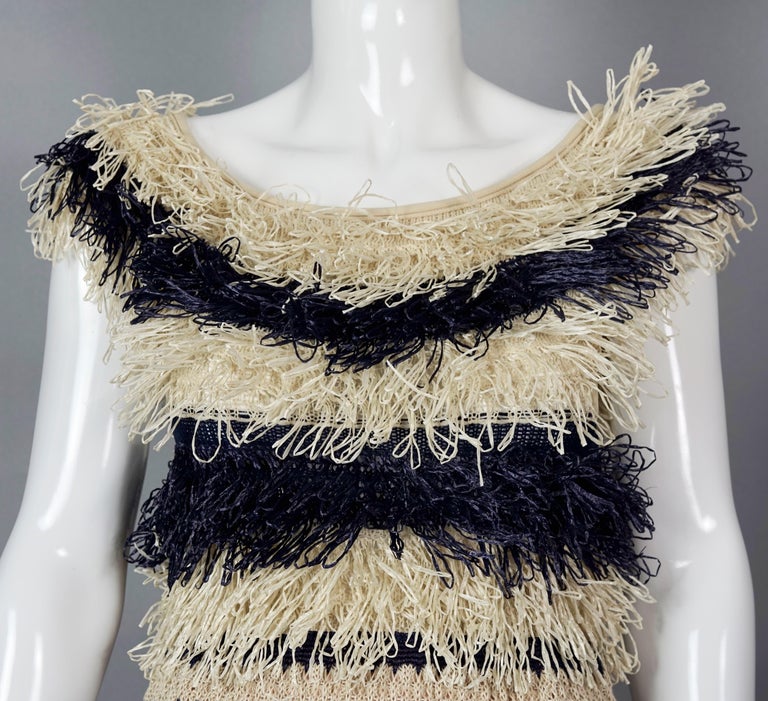 Vintage JEAN PAUL GAULTIER Raffia Knit Crochet Nautical Dress For Sale 3
