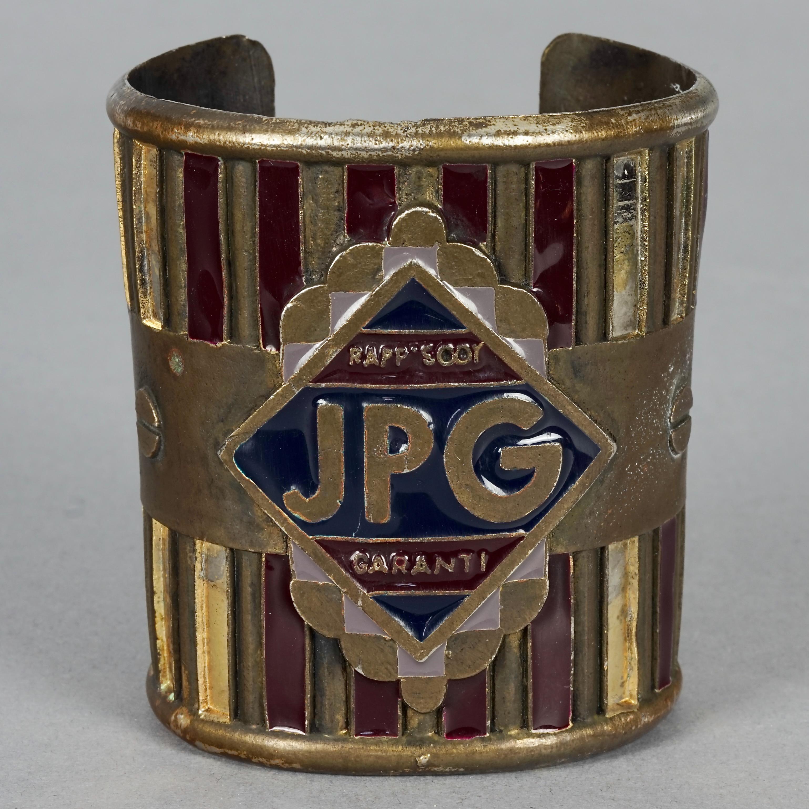 Vintage JEAN PAUL GAULTIER Rapsody Garanti Enamel Rustic Cuff Bracelet For Sale 2
