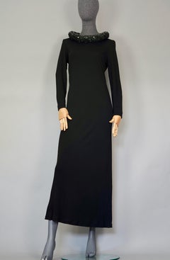 Vintage JEAN PAUL GAULTIER Rolled Sequin Hoop Collar Long Evening Dress
