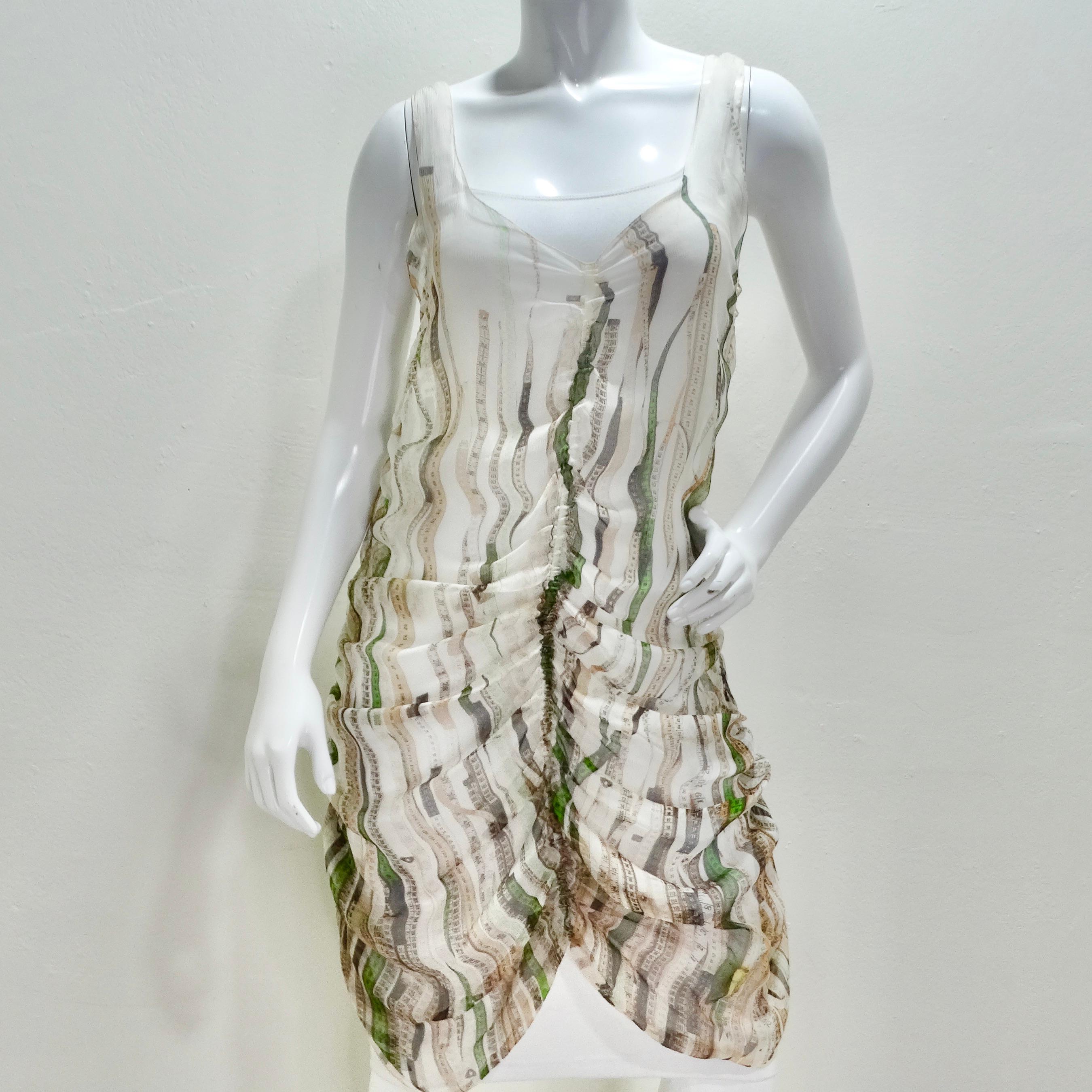 Vintage Jean Paul Gaultier Ruler Print Ruched Dress For Sale 6