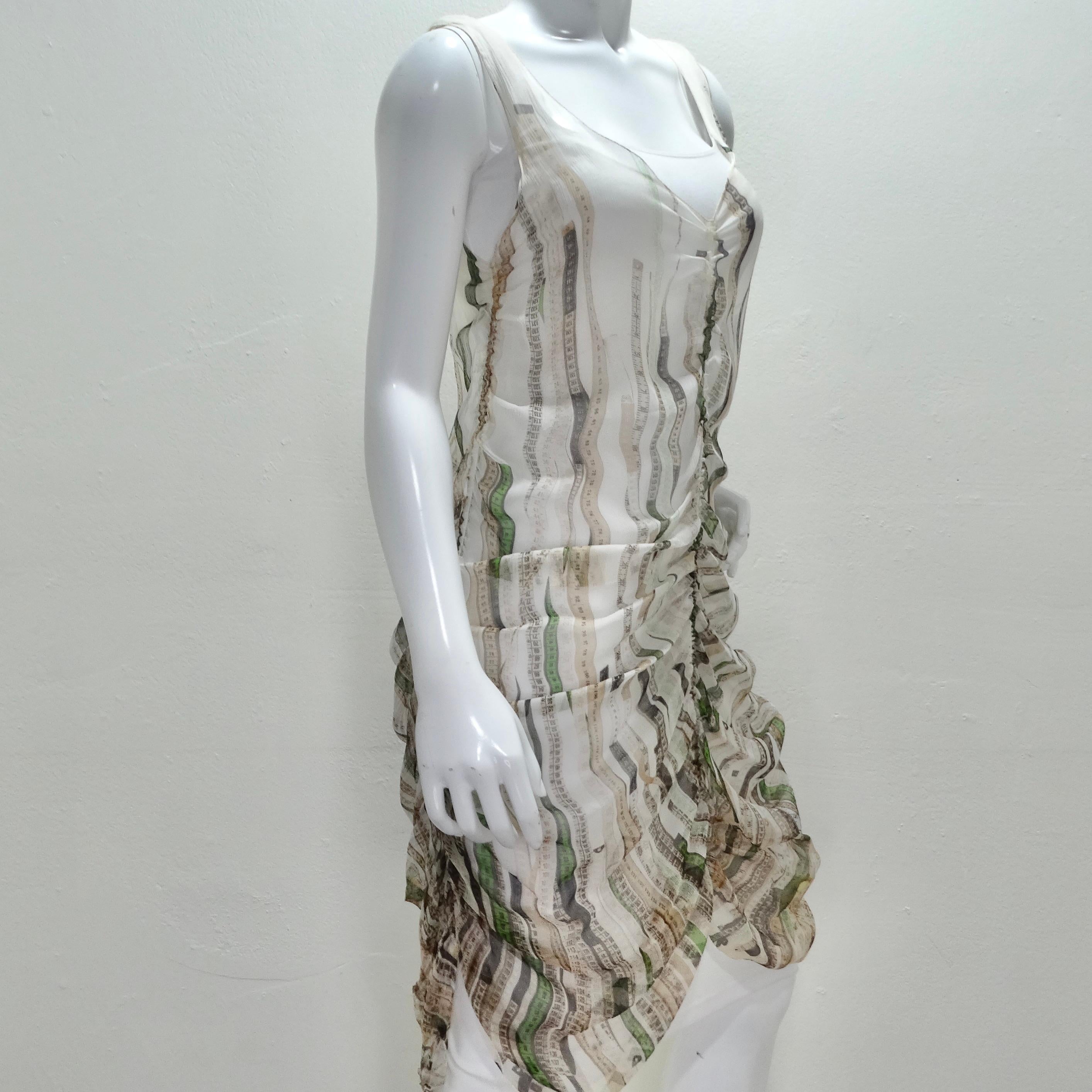 Women's or Men's Vintage Jean Paul Gaultier Ruler Print Ruched Dress For Sale