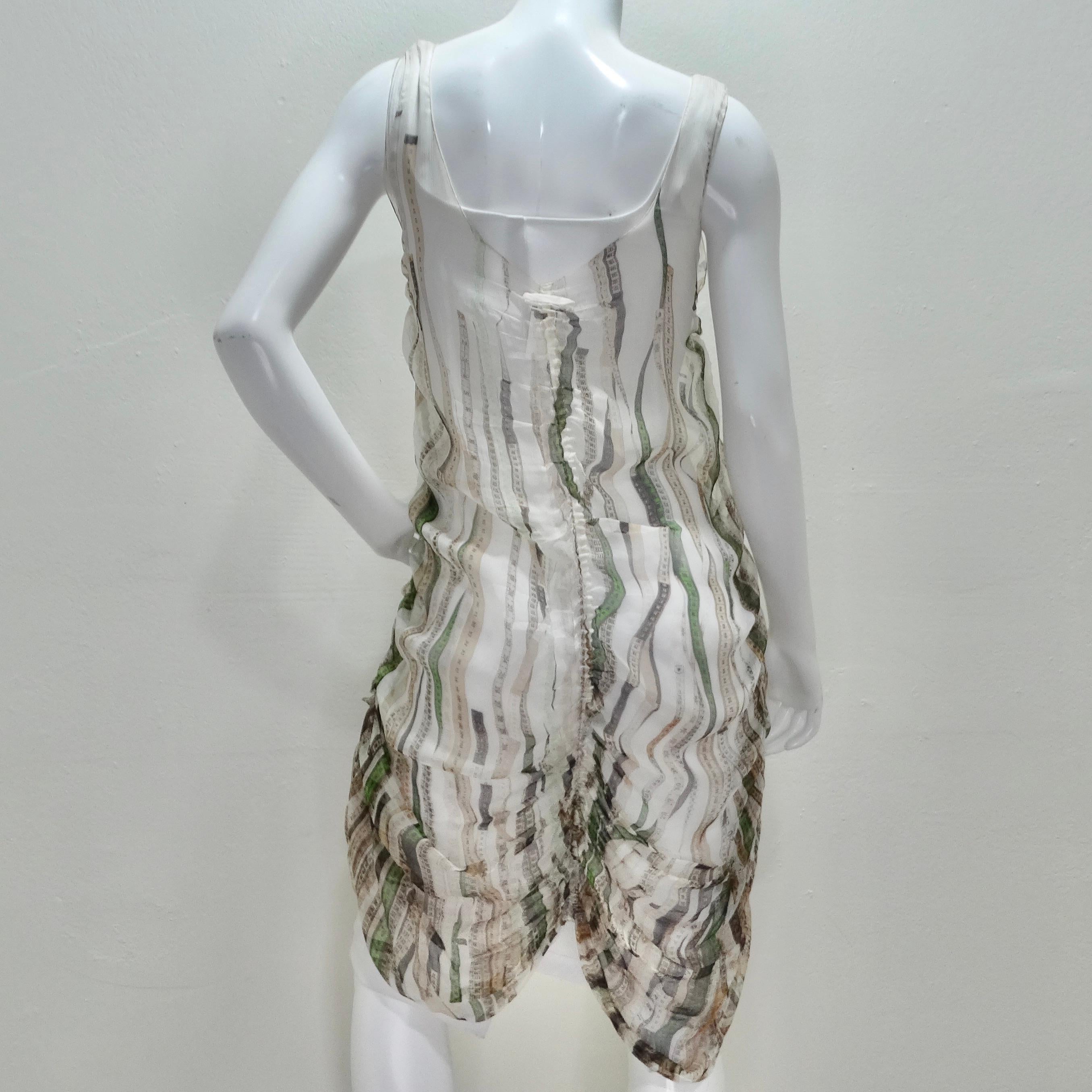 Vintage Jean Paul Gaultier Ruler Print Ruched Dress For Sale 1