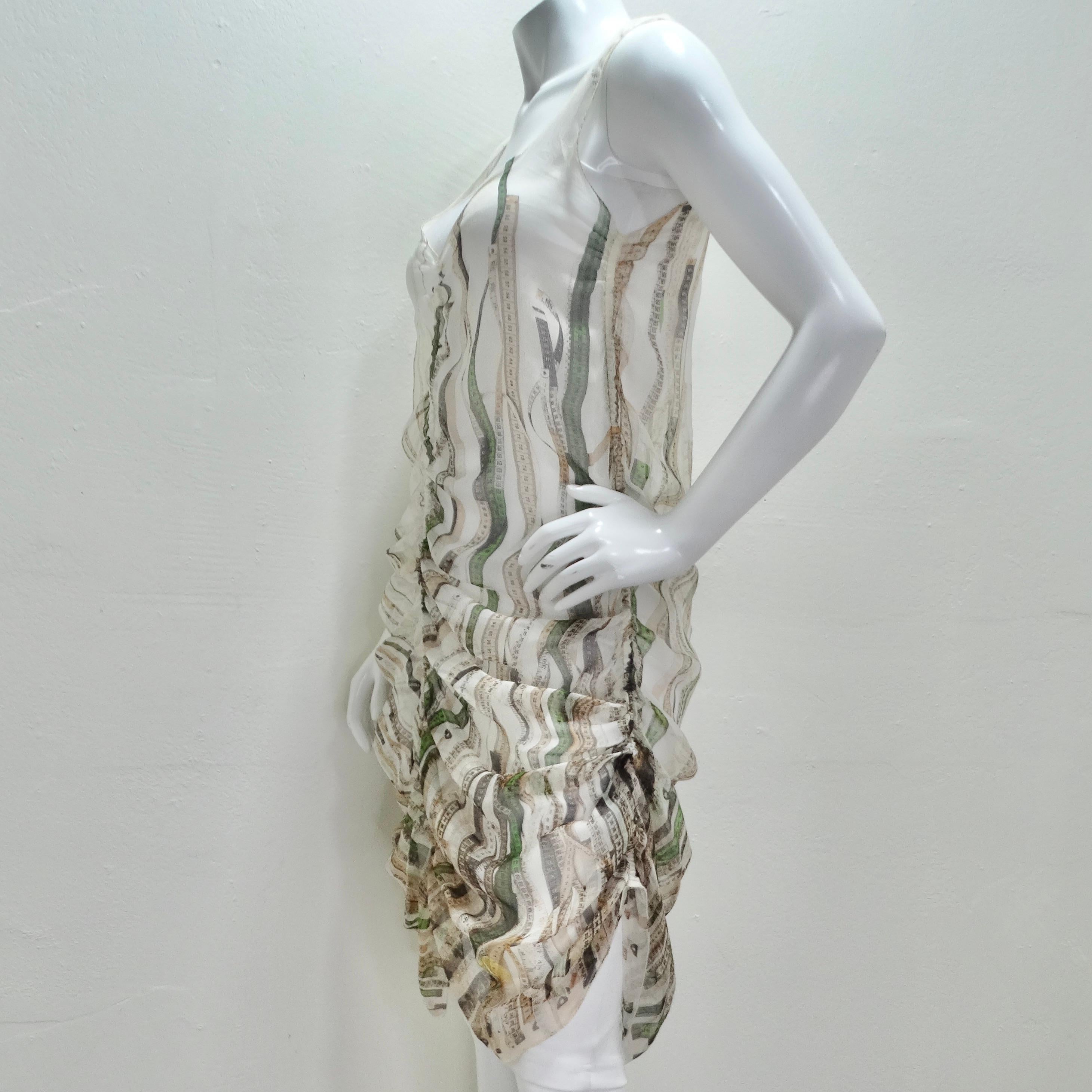 Vintage Jean Paul Gaultier Ruler Print Ruched Dress For Sale 2