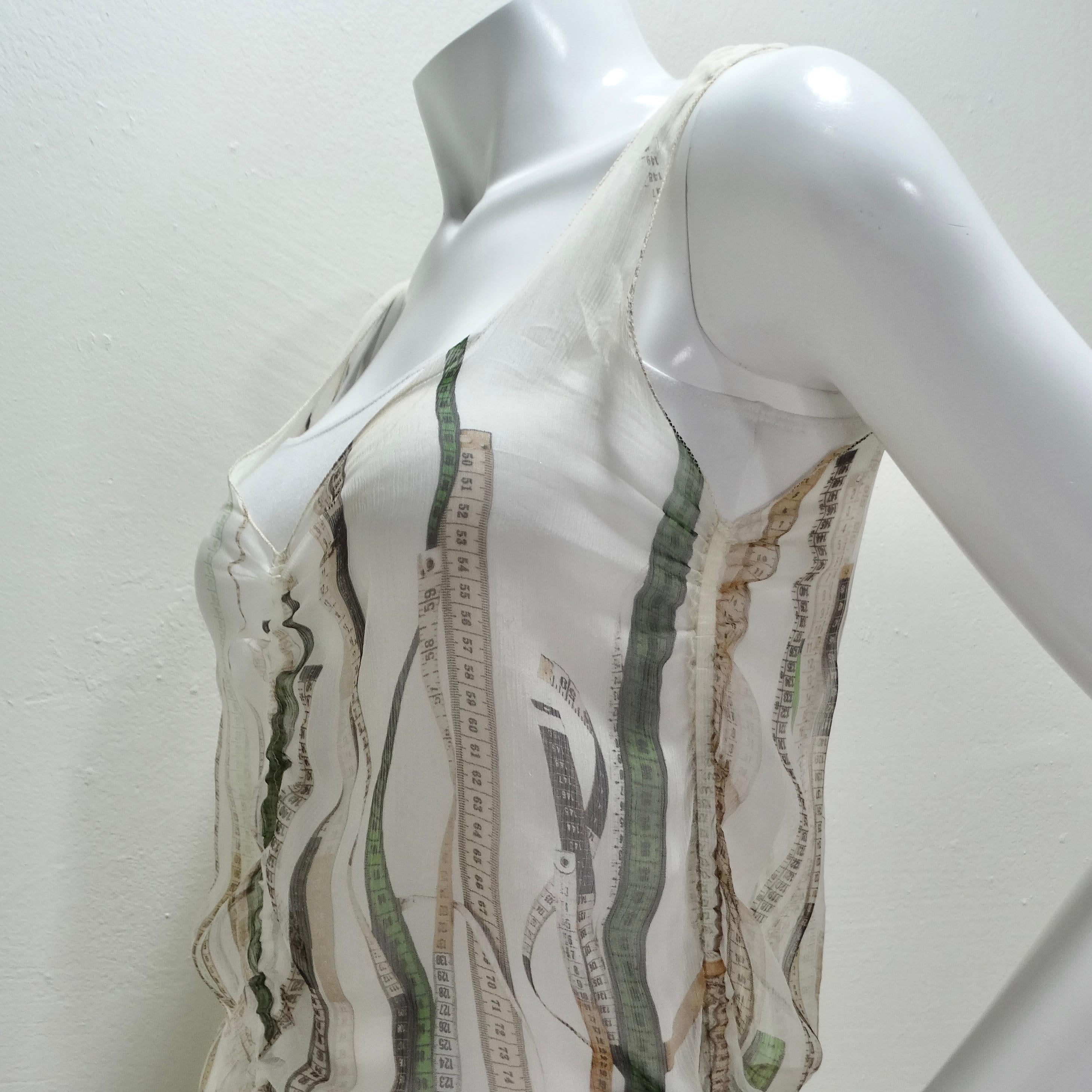 Vintage Jean Paul Gaultier Ruler Print Ruched Dress For Sale 3