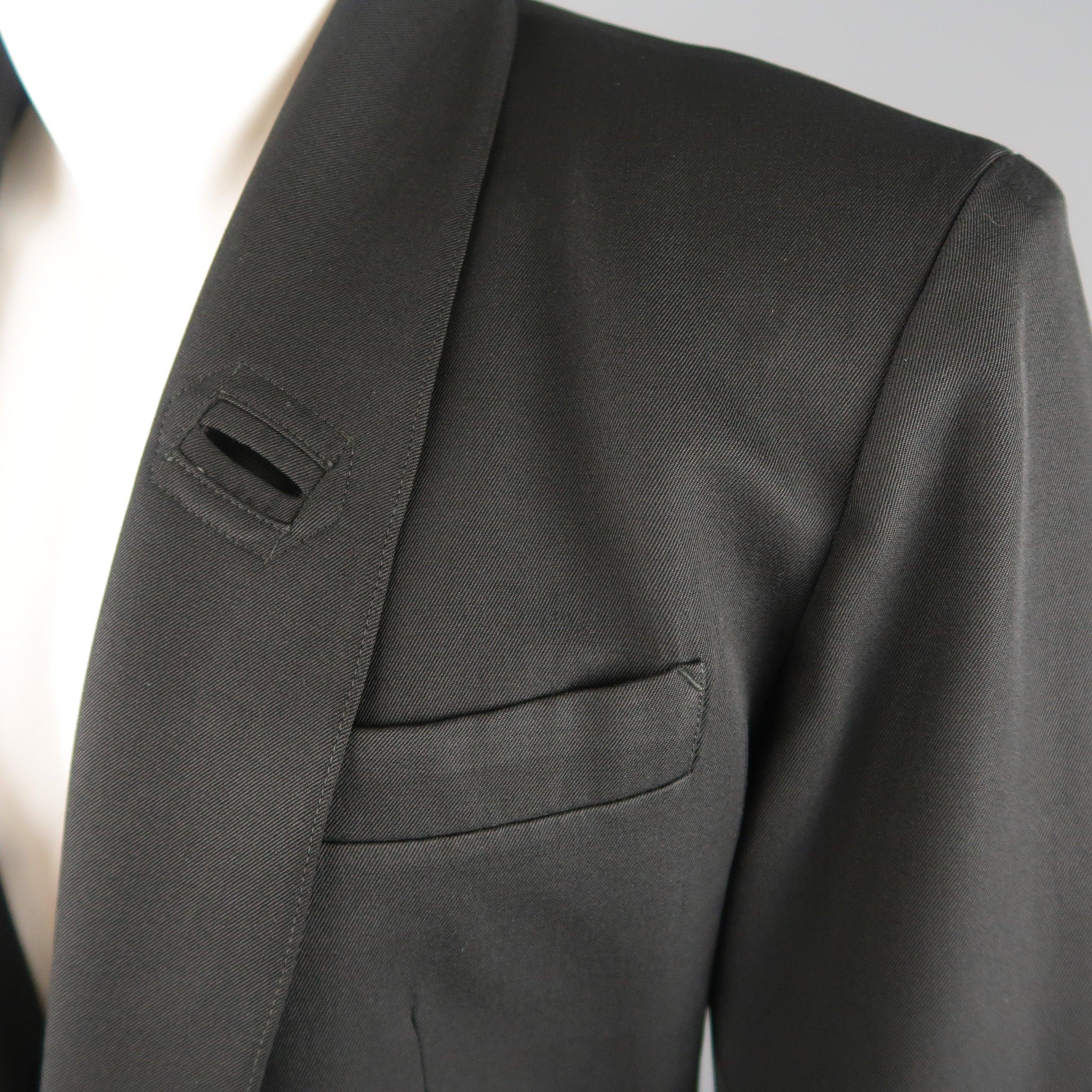 Vintage JEAN PAUL GAULTIER S Black Solid Wool Blend Shawl Collar Jacket In Excellent Condition In San Francisco, CA