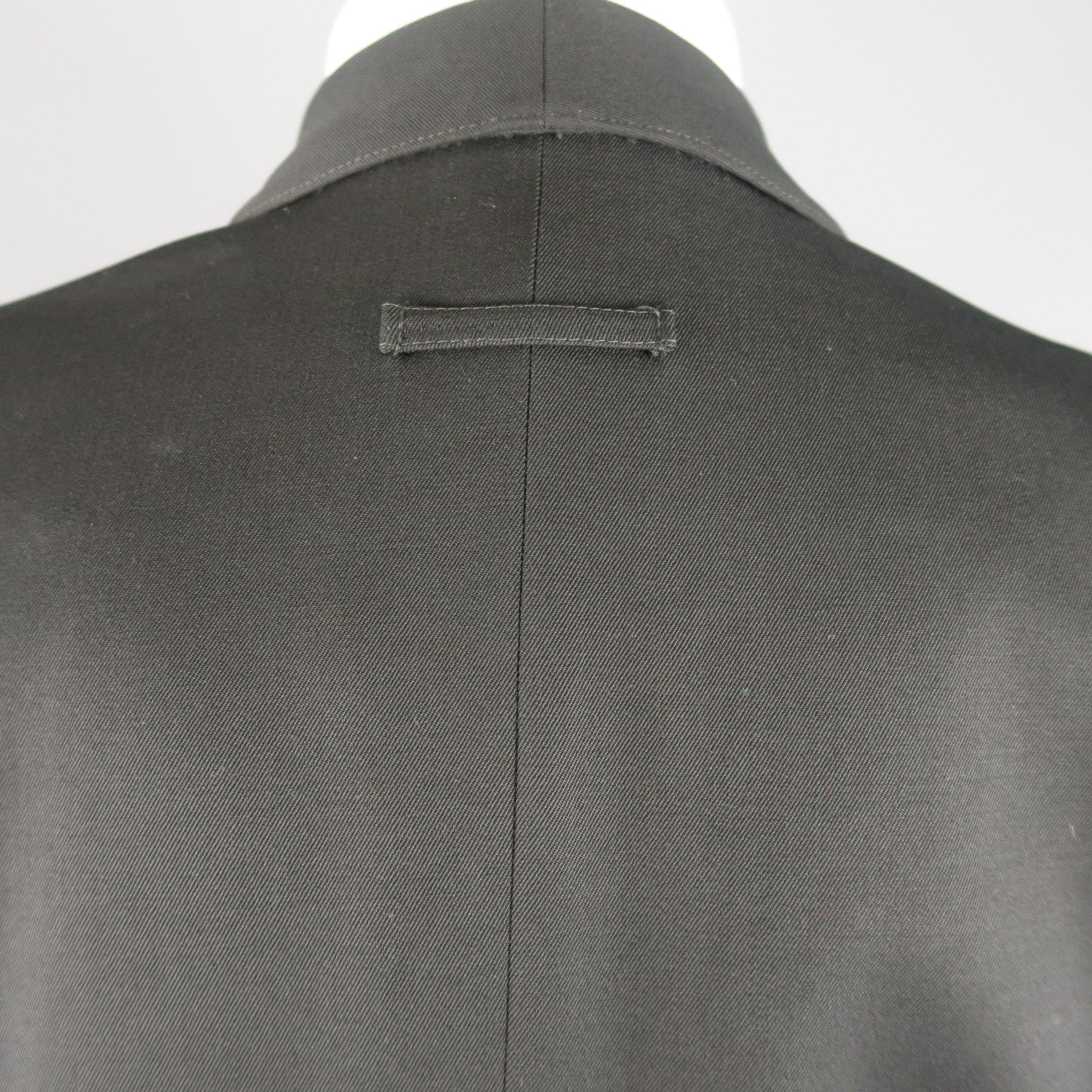 Vintage JEAN PAUL GAULTIER S Black Solid Wool Blend Shawl Collar Jacket 2
