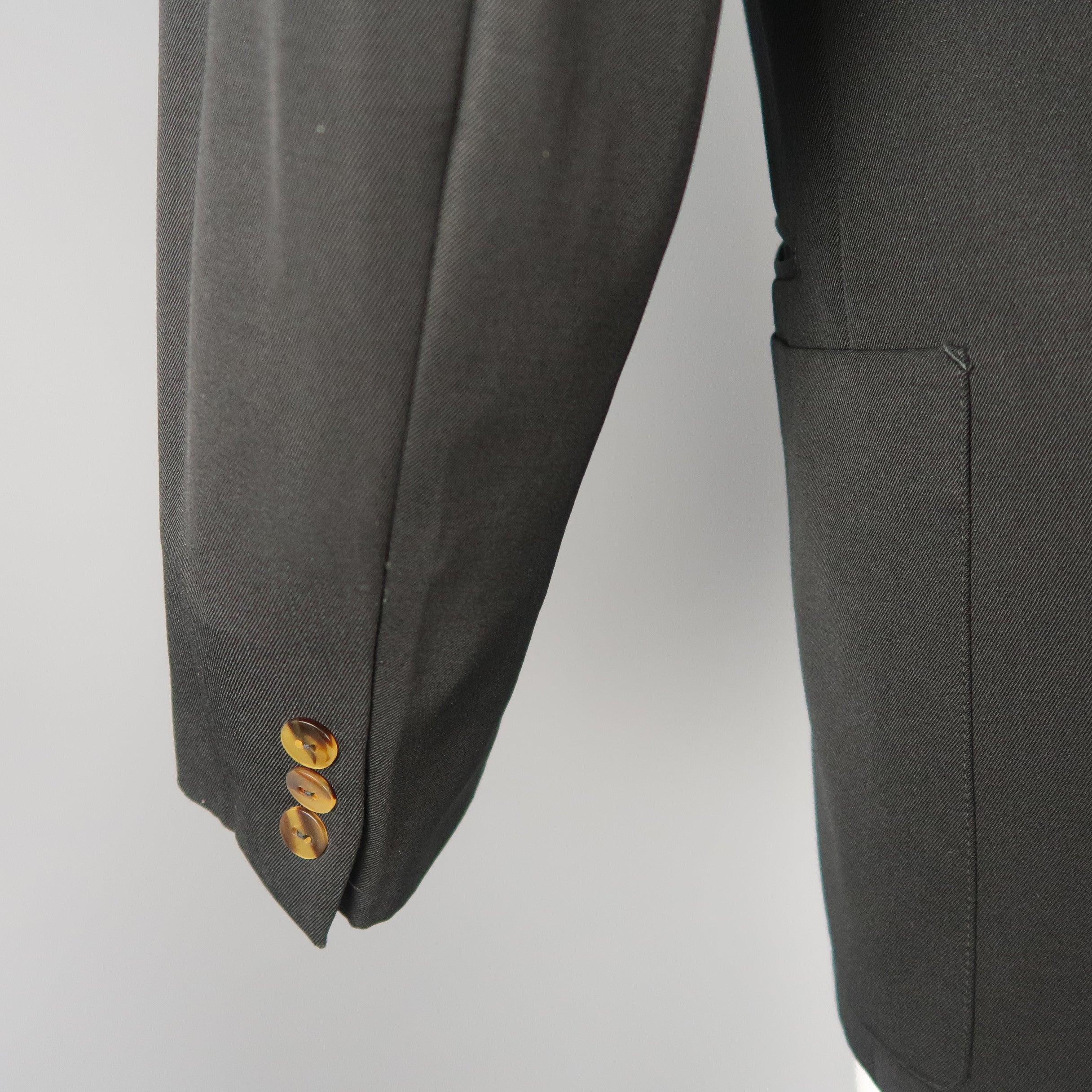 Vintage JEAN PAUL GAULTIER S Black Solid Wool Blend Shawl Collar Jacket 3