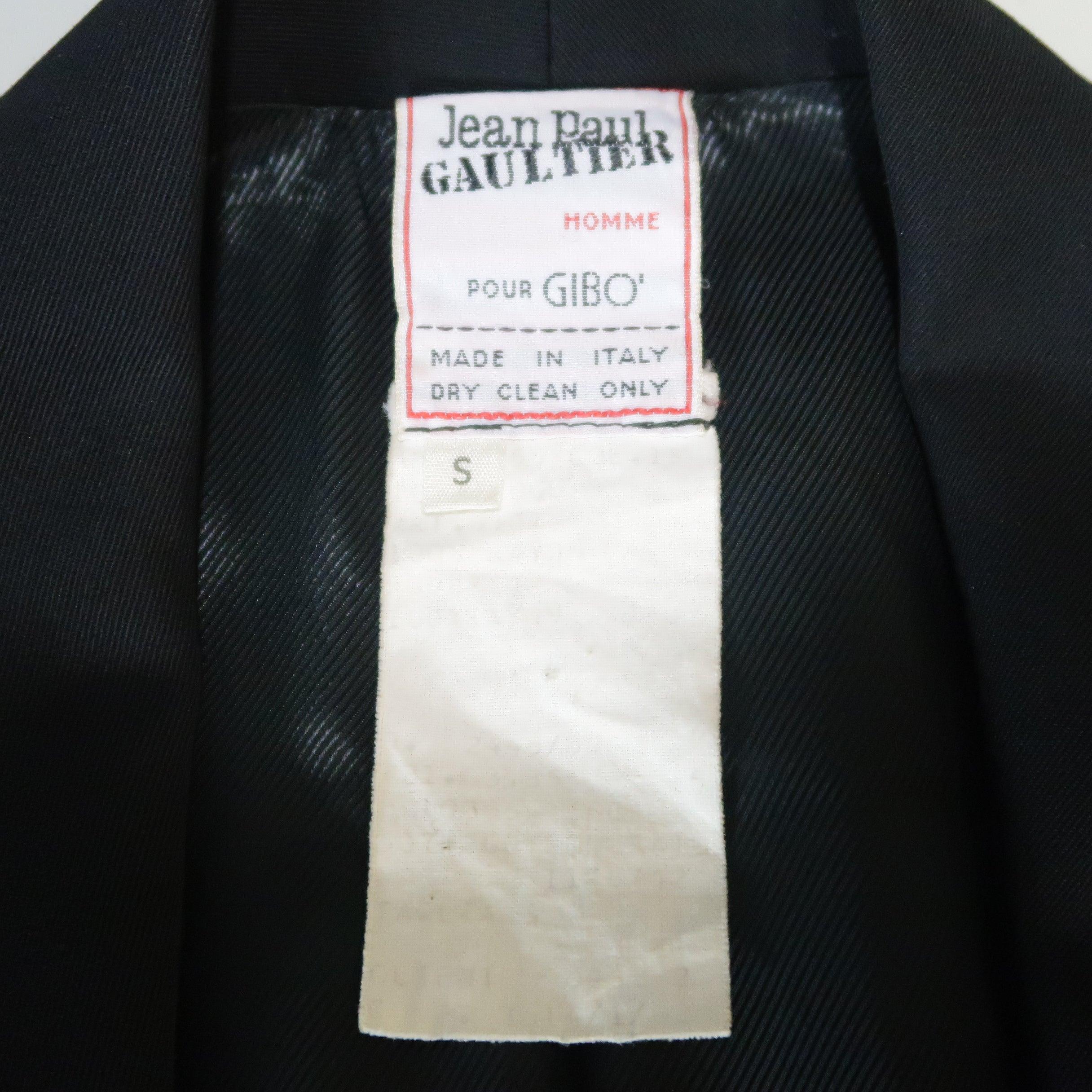 Vintage JEAN PAUL GAULTIER S Black Solid Wool Blend Shawl Collar Jacket 4