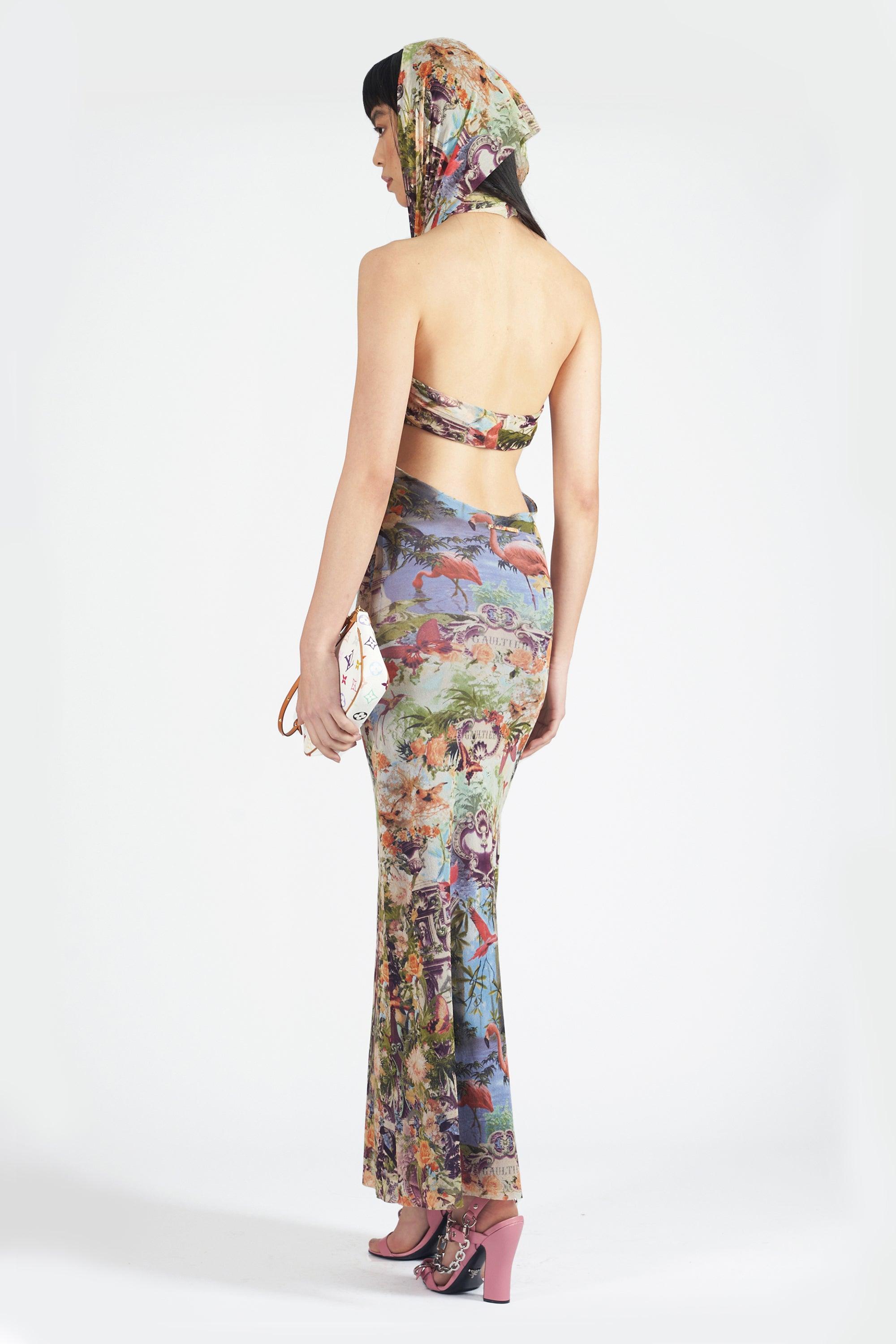 Vintage Jean Paul Gaultier S/S 1999 Flamingo Mesh Maxi Dress 1