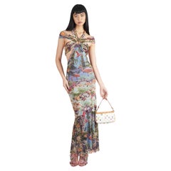 Vintage Jean Paul Gaultier S/S 1999 Flamingo Mesh Maxi Dress