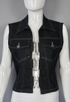 Vintage JEAN PAUL GAULTIER Safety Pin Denim Vest Jacket