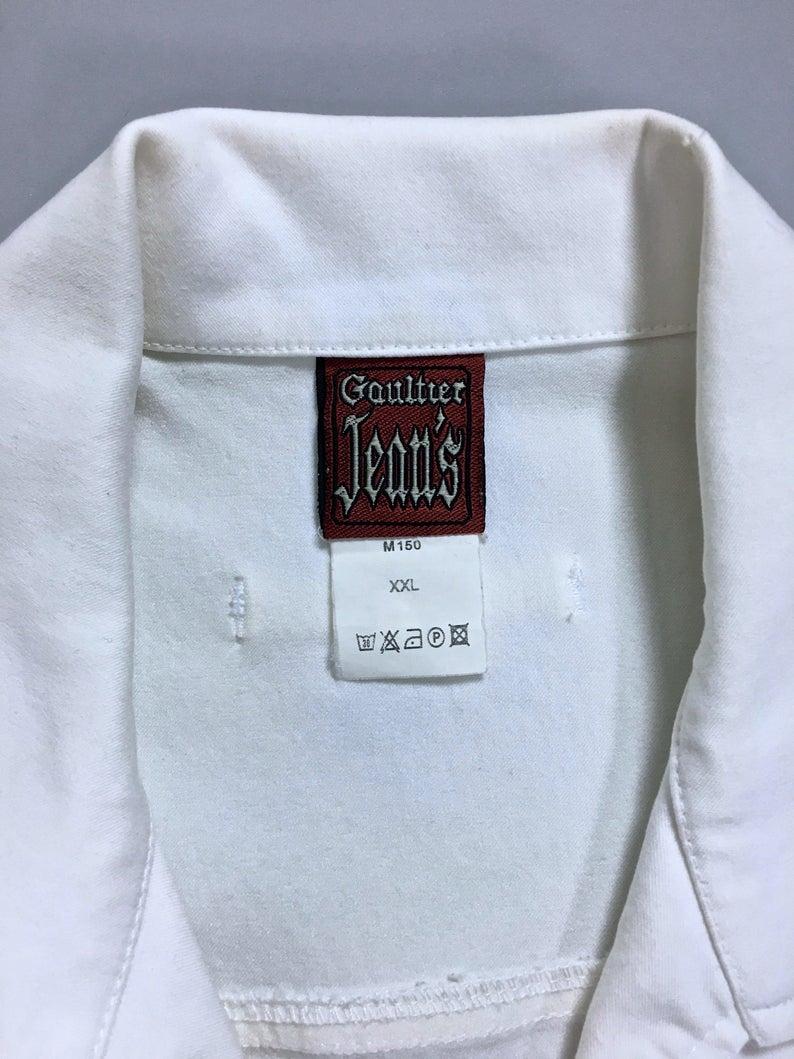 Vintage JEAN PAUL GAULTIER Safety Pin White Denim Vest Jacket 3