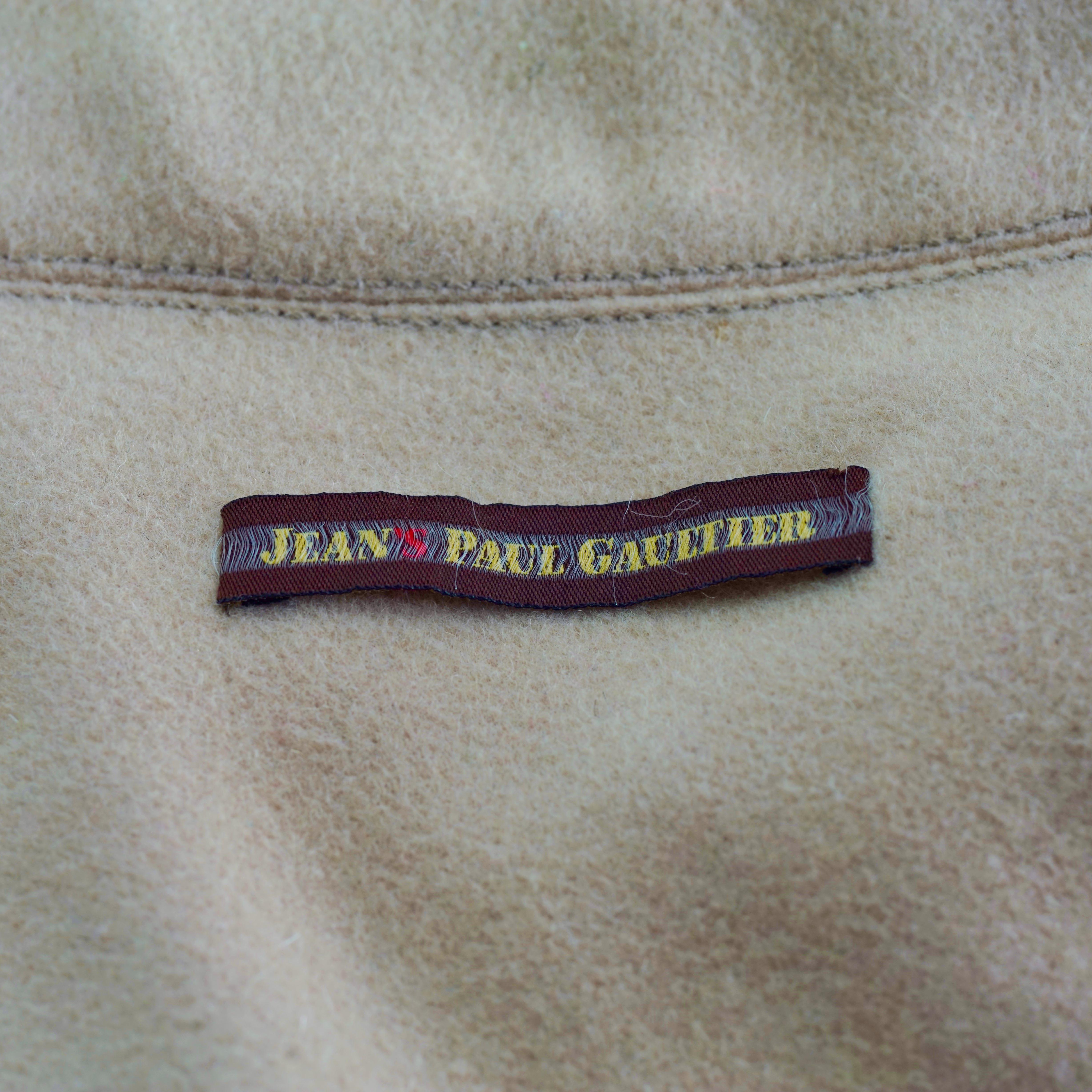Vintage JEAN PAUL GAULTIER Sailor Collar Faux Fur Trimming Wool Jacket For Sale 2