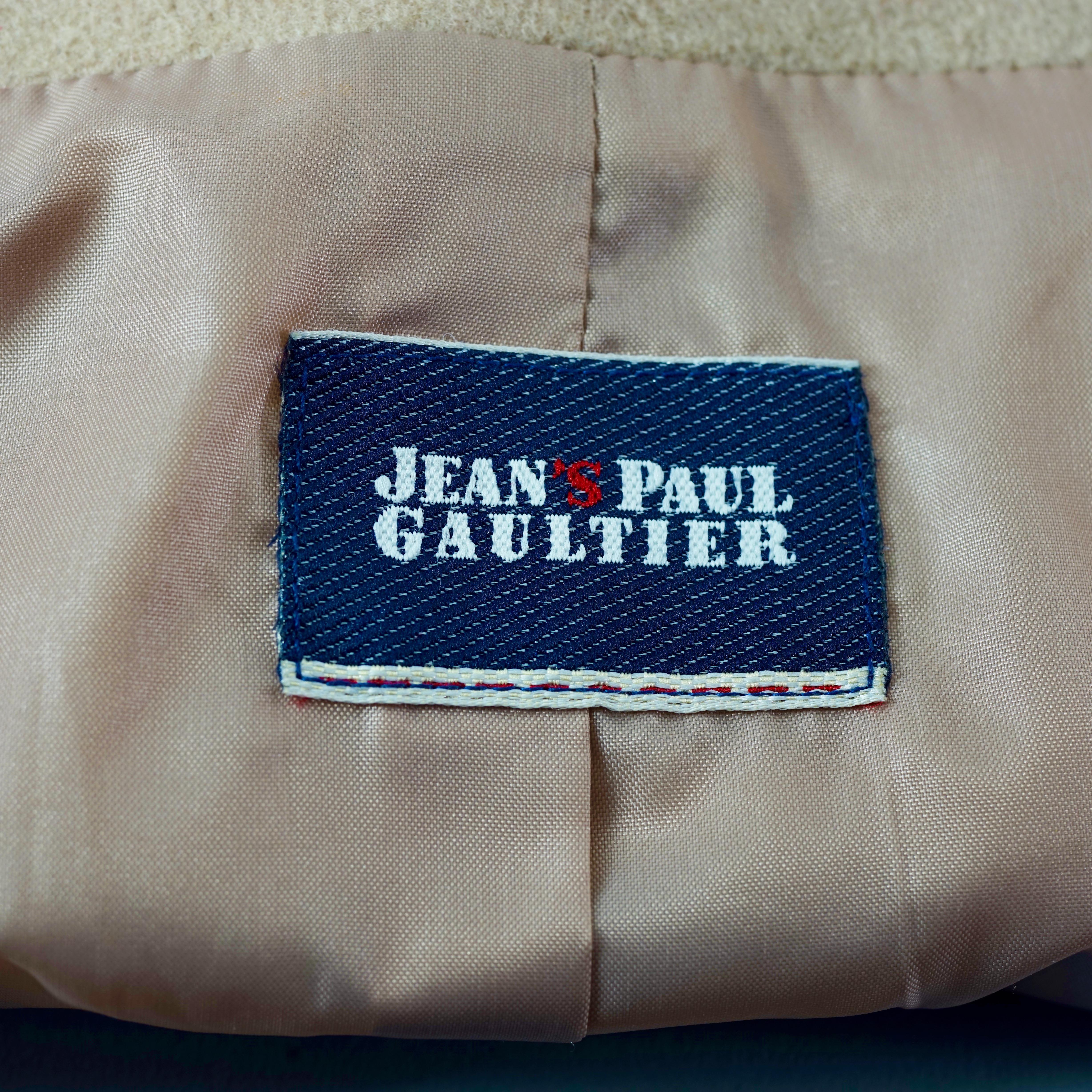 Vintage JEAN PAUL GAULTIER Sailor Collar Faux Fur Trimming Wool Jacket For Sale 3
